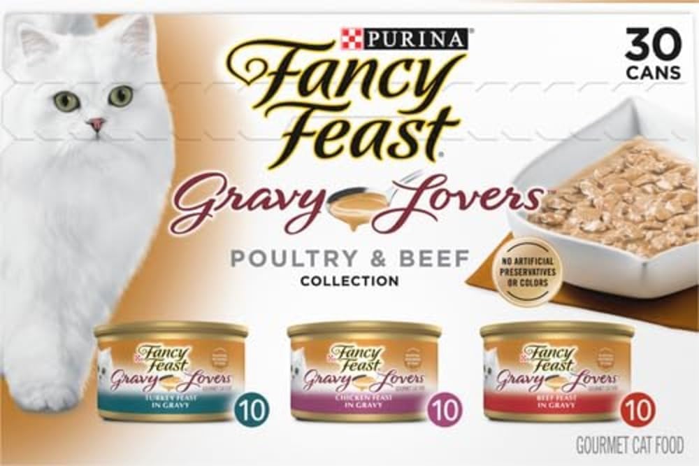 Purina Fancy Feast Gravy Lovers Wet Cat Food 30-Pack – Holiday Gift for Cat Lovers Who Pamper Their Pets
