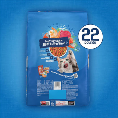 Purina Friskies Dry Cat Food Salmon Tuna Shrimp 22 lb. Bag - Useful Housewarming Gift for New Cat Parents