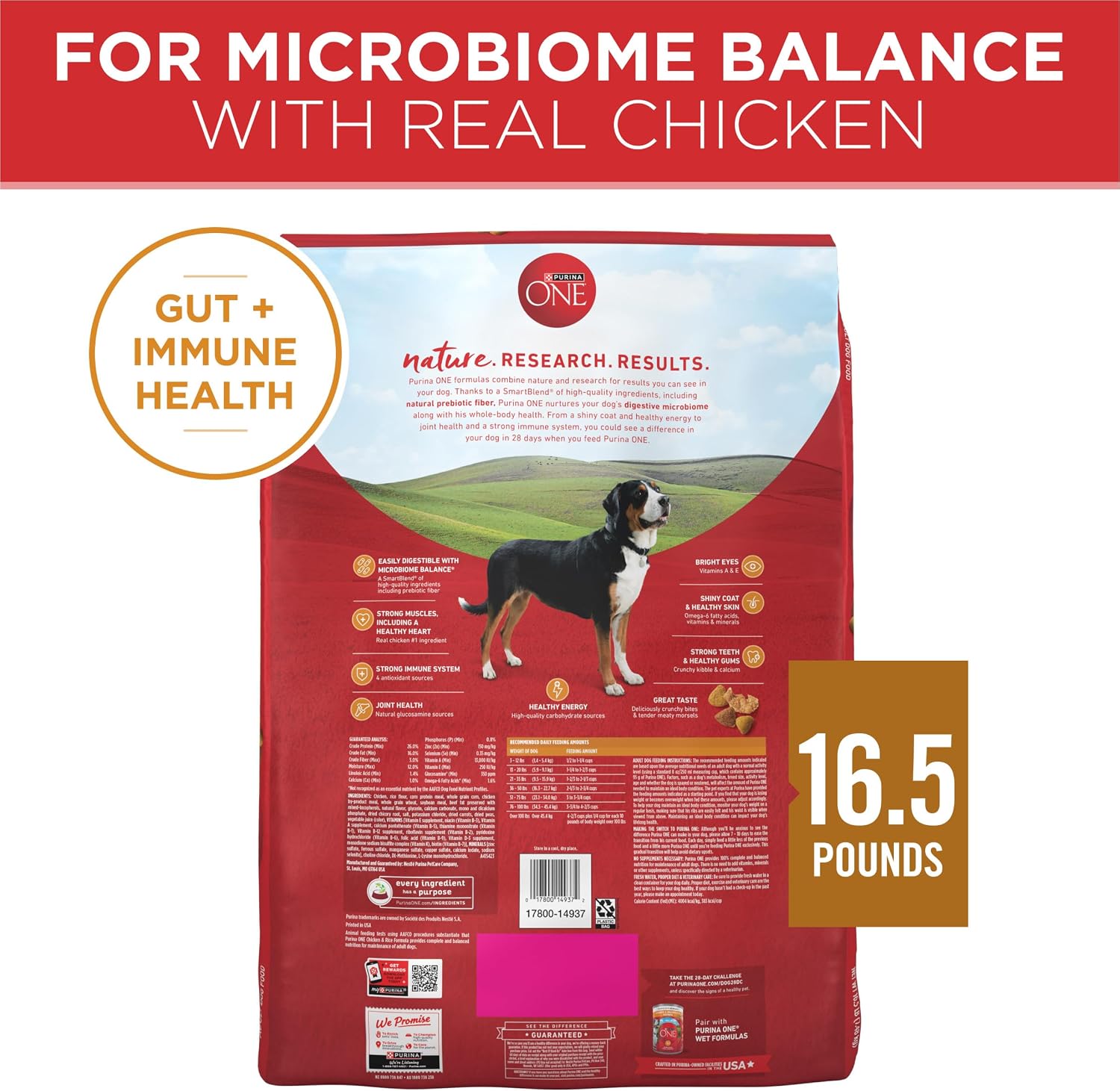 Purina ONE Chicken and Rice Dry Dog Food – Portable 8 lb Bag for Road Trips, Hiking Breaks and Kennel Stays