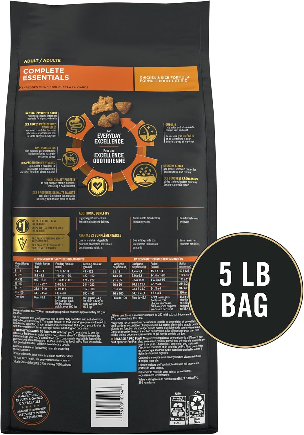 Purina Pro Plan High-Protein Shredded Blend Dry Dog Food Made in Purina-Owned U.S. Facilities for Quality and Safety Assurance - 5 lb