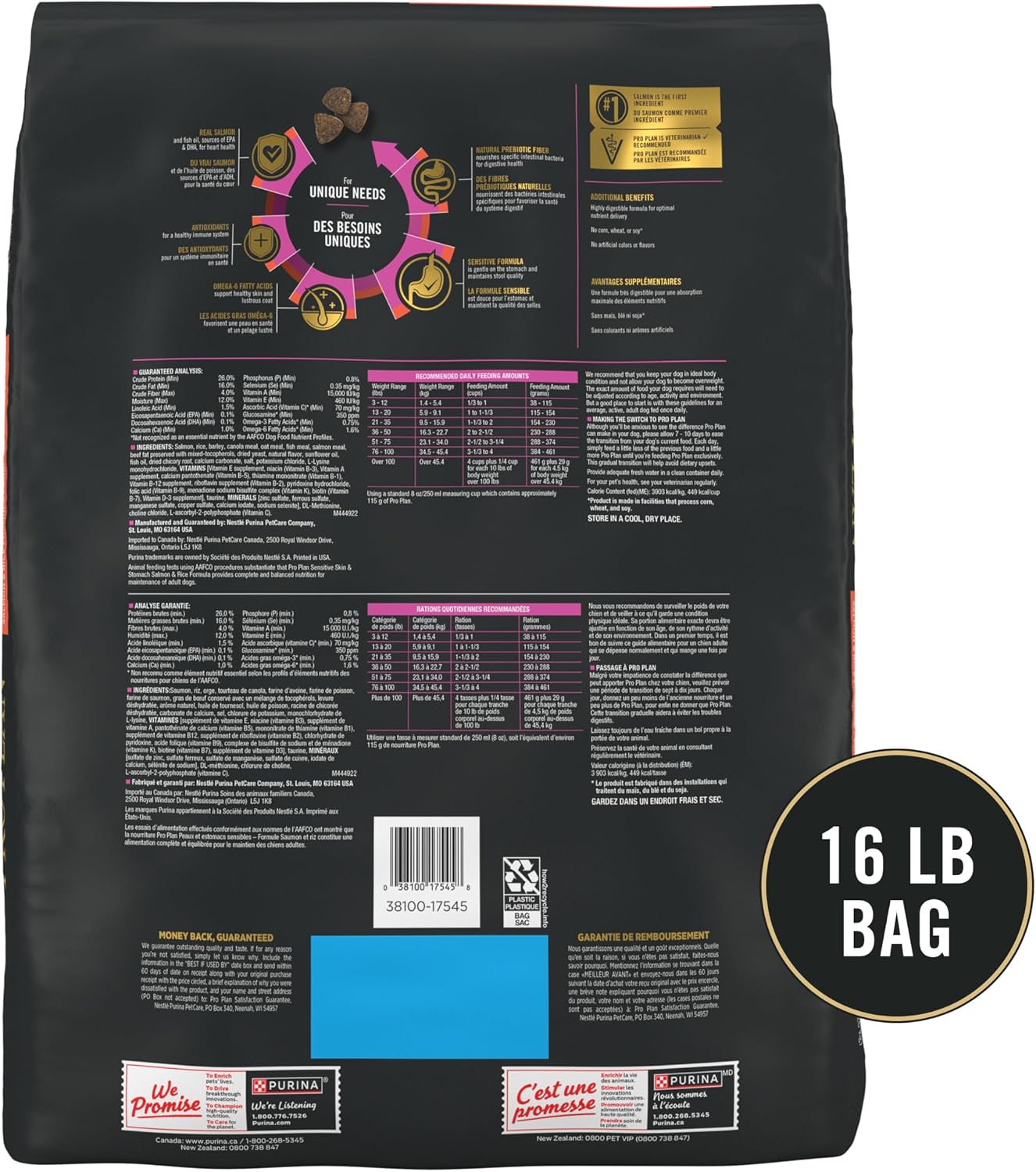 Purina Pro Plan Sensitive Stomach Formula – Safe Choice for Multi-Dog Homes Needing One Trusted Recipe, Salmon & Rice 16 lb Bag