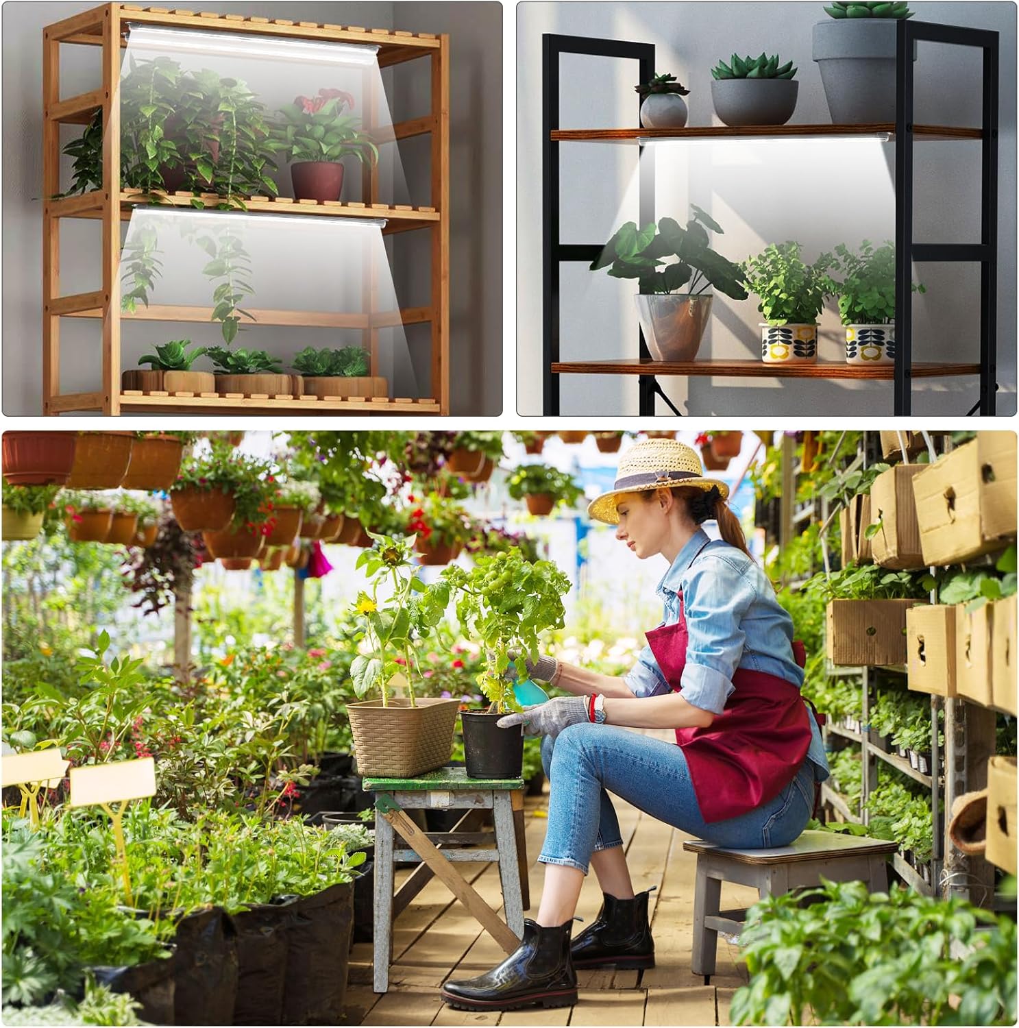 Roleadro 4-Bar 6000K Plant Light – Nursery and Bedroom Shelf with FCC Certified Cool-Running Bars