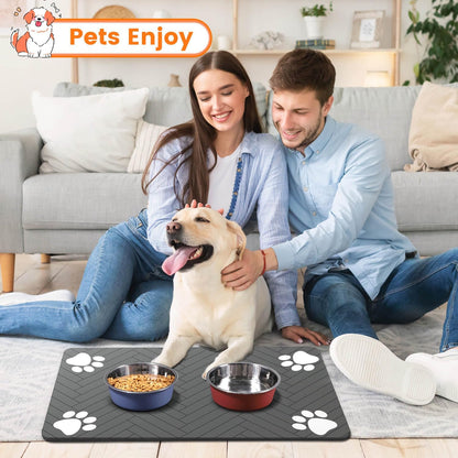 Scandinavian-Style Pet Feeding Mat for Open-Plan Kitchens, Waterproof Pet Placemat for Cats and Dogs