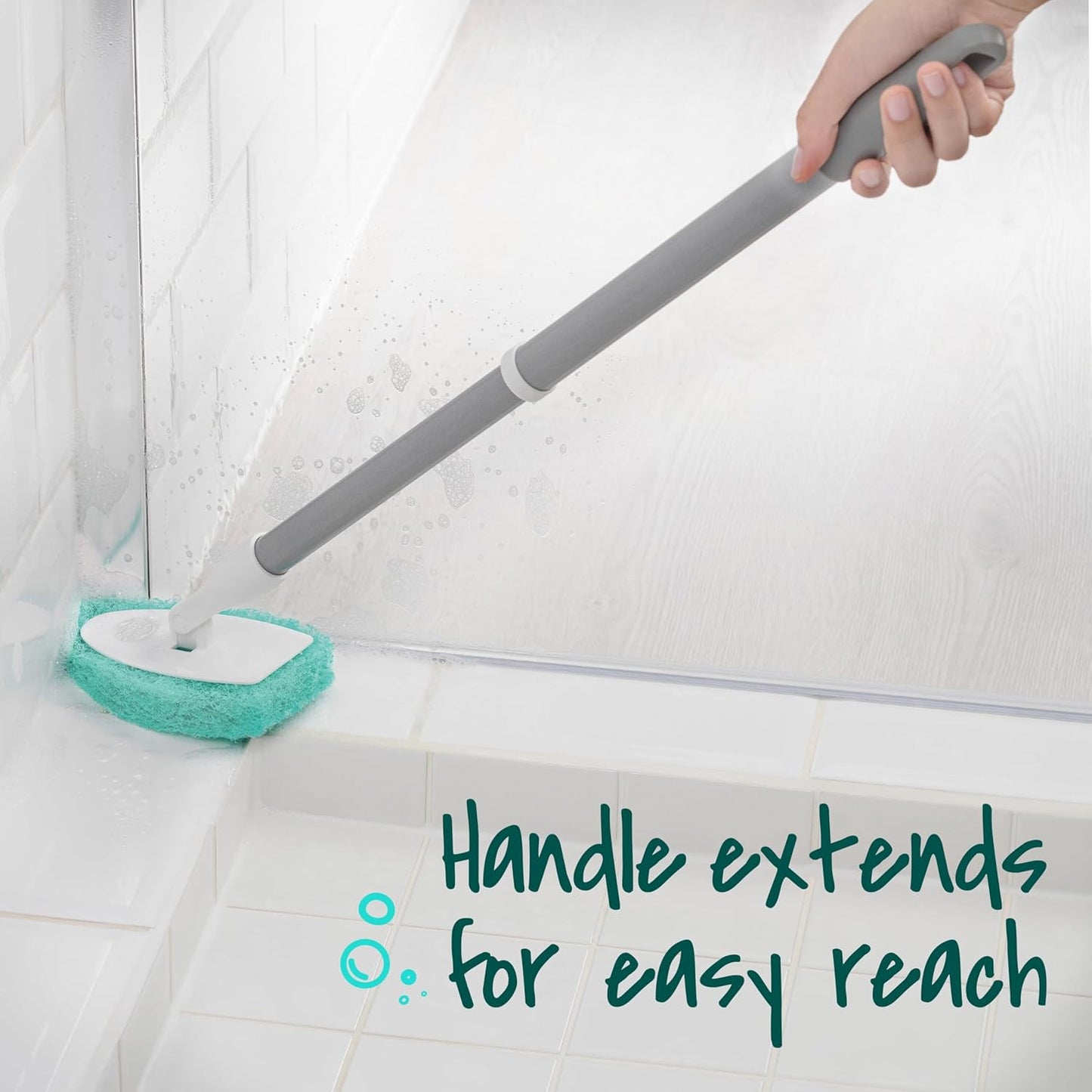 Scotch-Brite Extendable Tub & Tile Scrubber Kit – Practical Holiday Gift for Mom and Grandma, Back-Saving Bathroom Scrubber