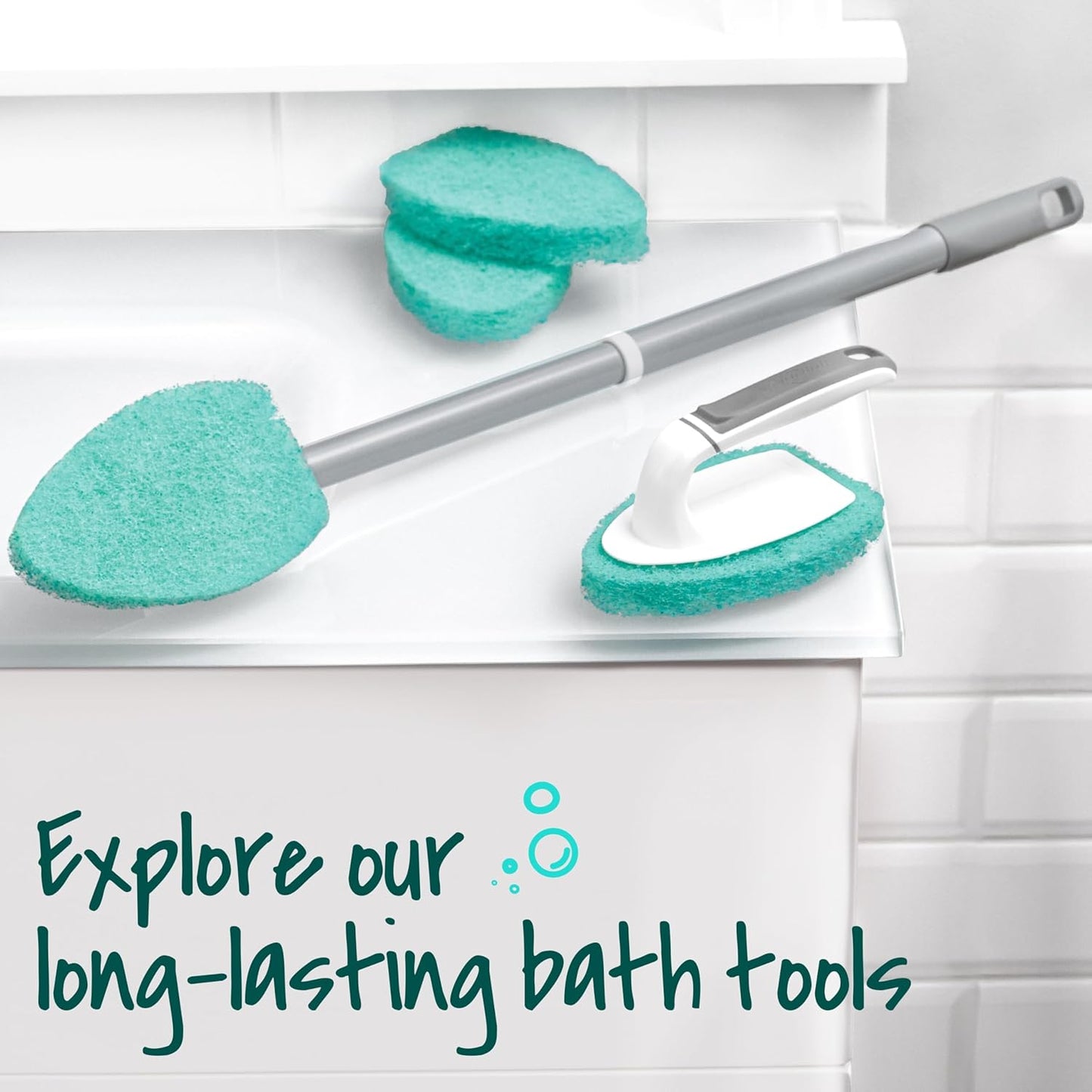 Scotch-Brite Extendable Tub & Tile Scrubber Kit – Practical Holiday Gift for Mom and Grandma, Back-Saving Bathroom Scrubber