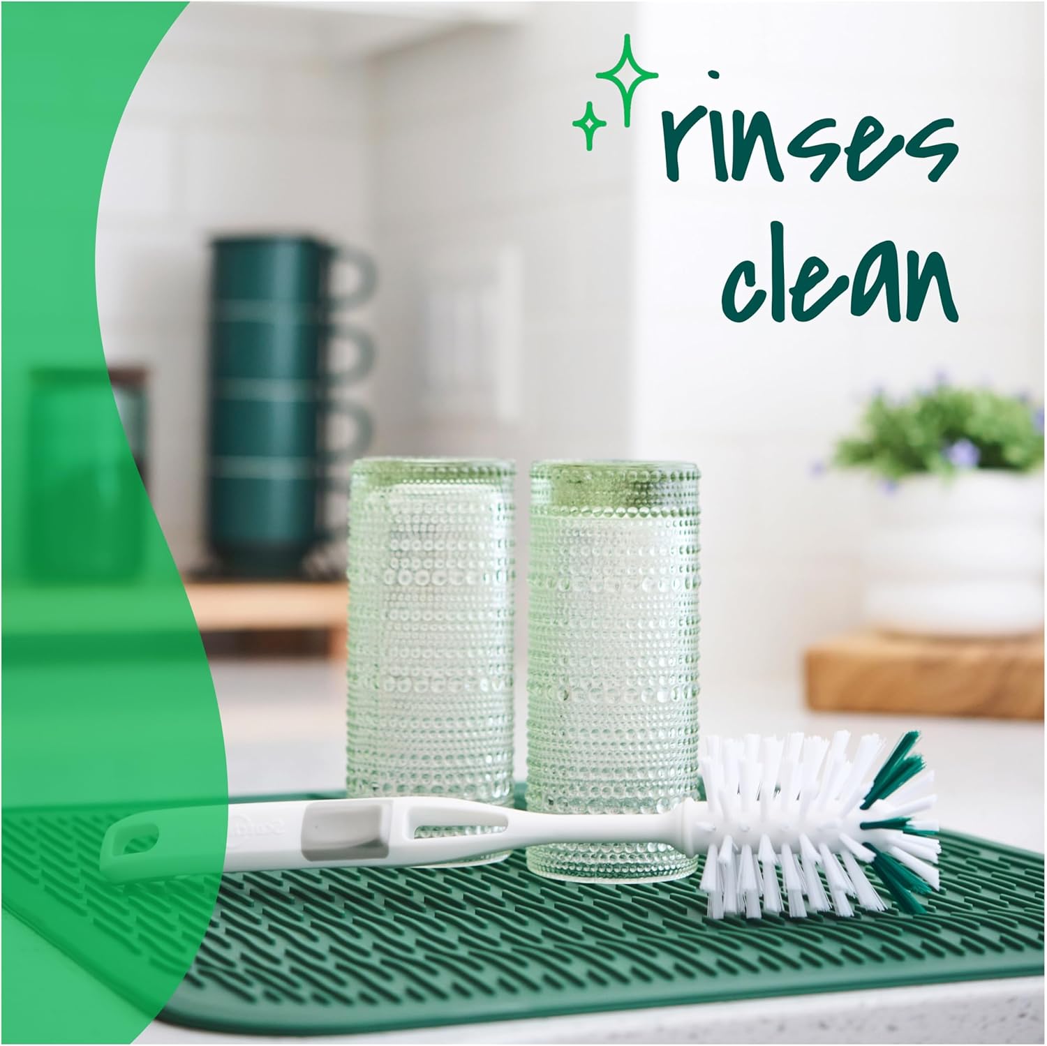 Scotch-Brite Glass and Water Bottle Brush – Less-Is-More Kitchen Accessory for Streamlined Daily Rinsing, Neutral and Reusable