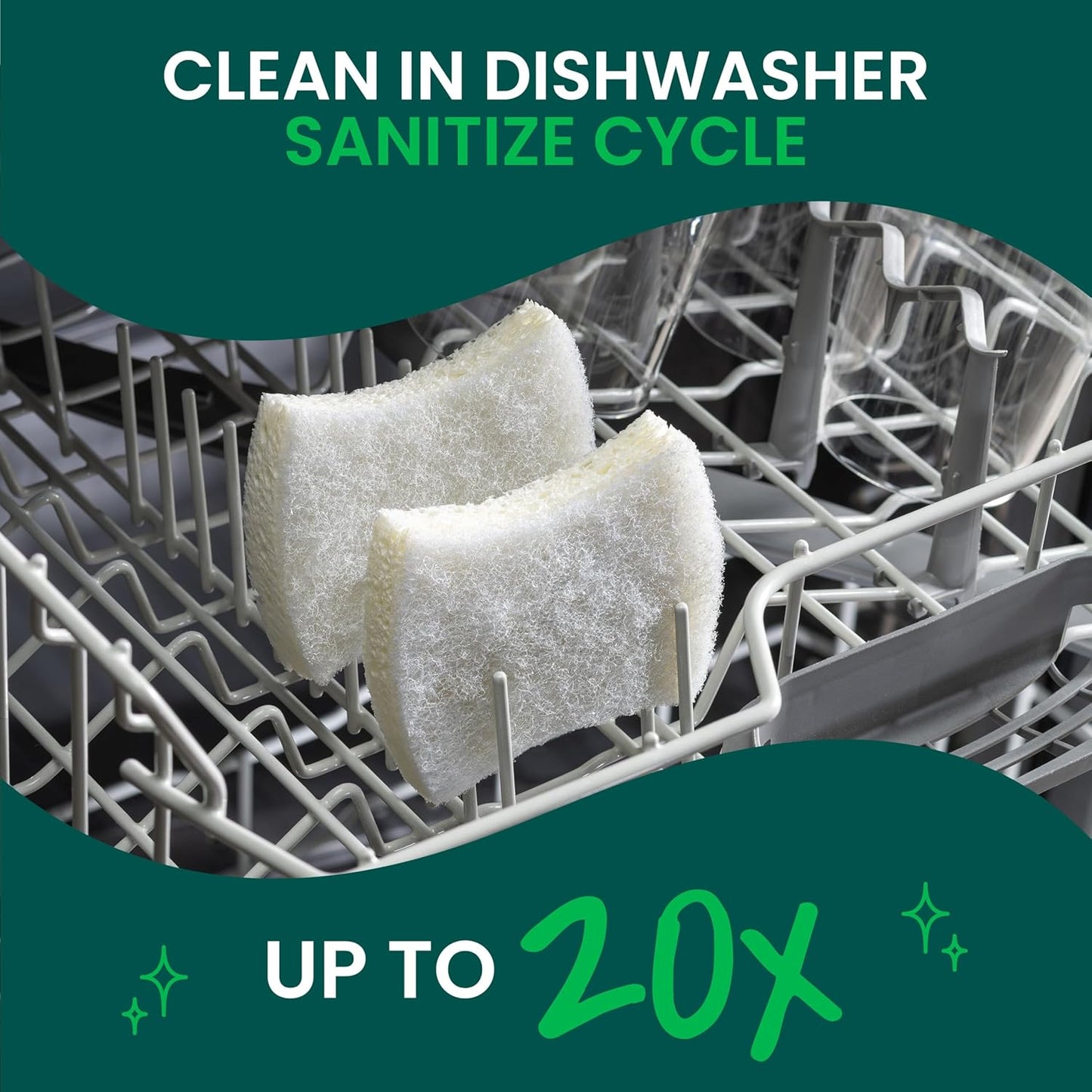 Scotch-Brite Greener Clean Non-Scratch Scrub Sponge – Self-Care Kitchen Tool for Non-Toxic Daily Dishwashing, 12 Pack