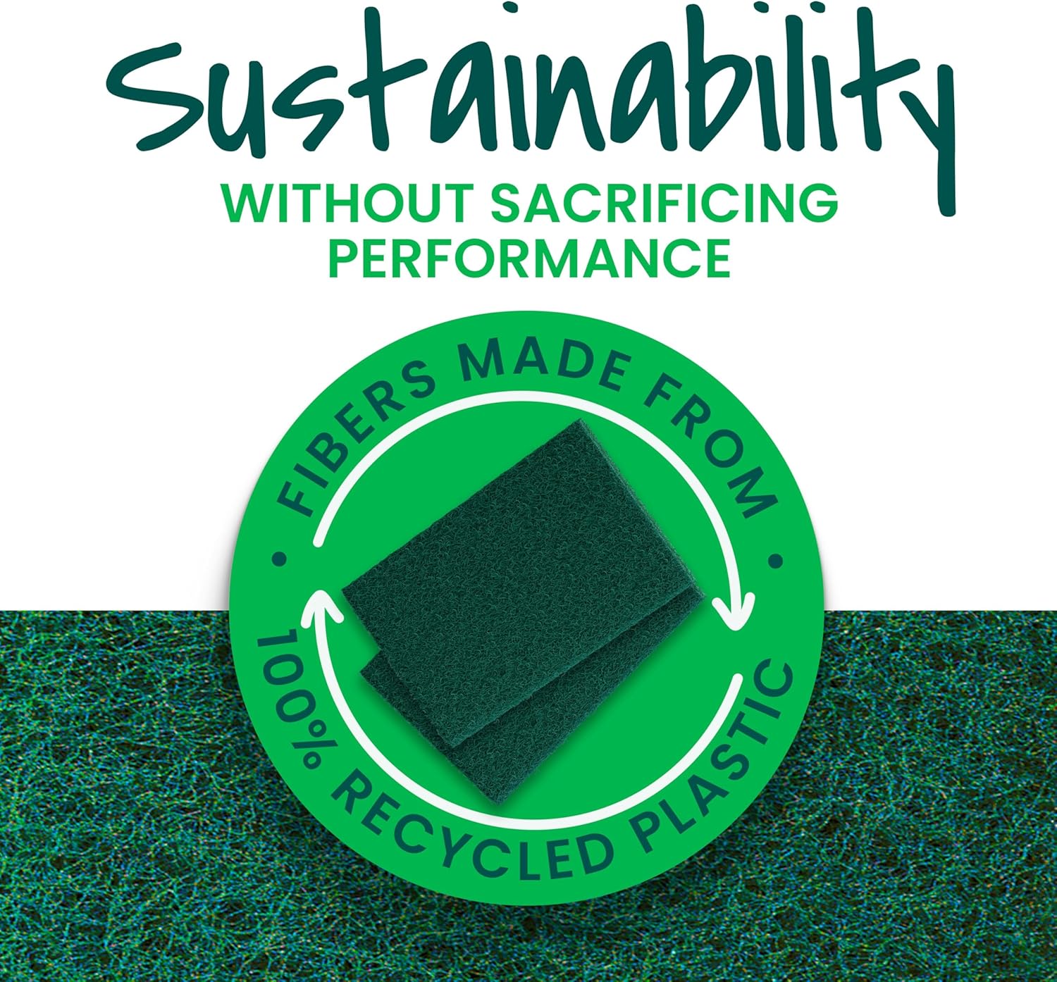 Scotch-Brite Heavy Duty Scouring Pad 8 Pack – Eco-Friendly Kitchen Scrubber Made from 100% Recycled Fibers