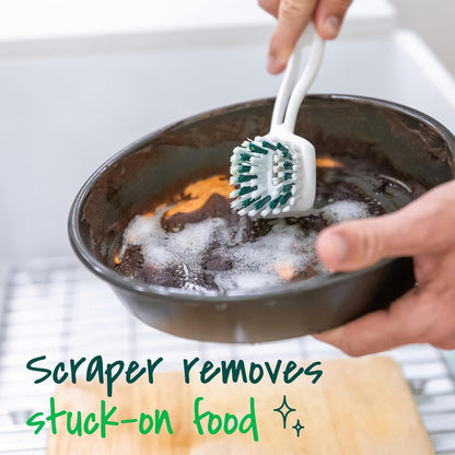 Scotch-Brite Heavy-Duty Scrub Brush for BBQ Grates, Deck Chairs, and Coolers, Portable Outdoor Cleaning Tool with Scraper