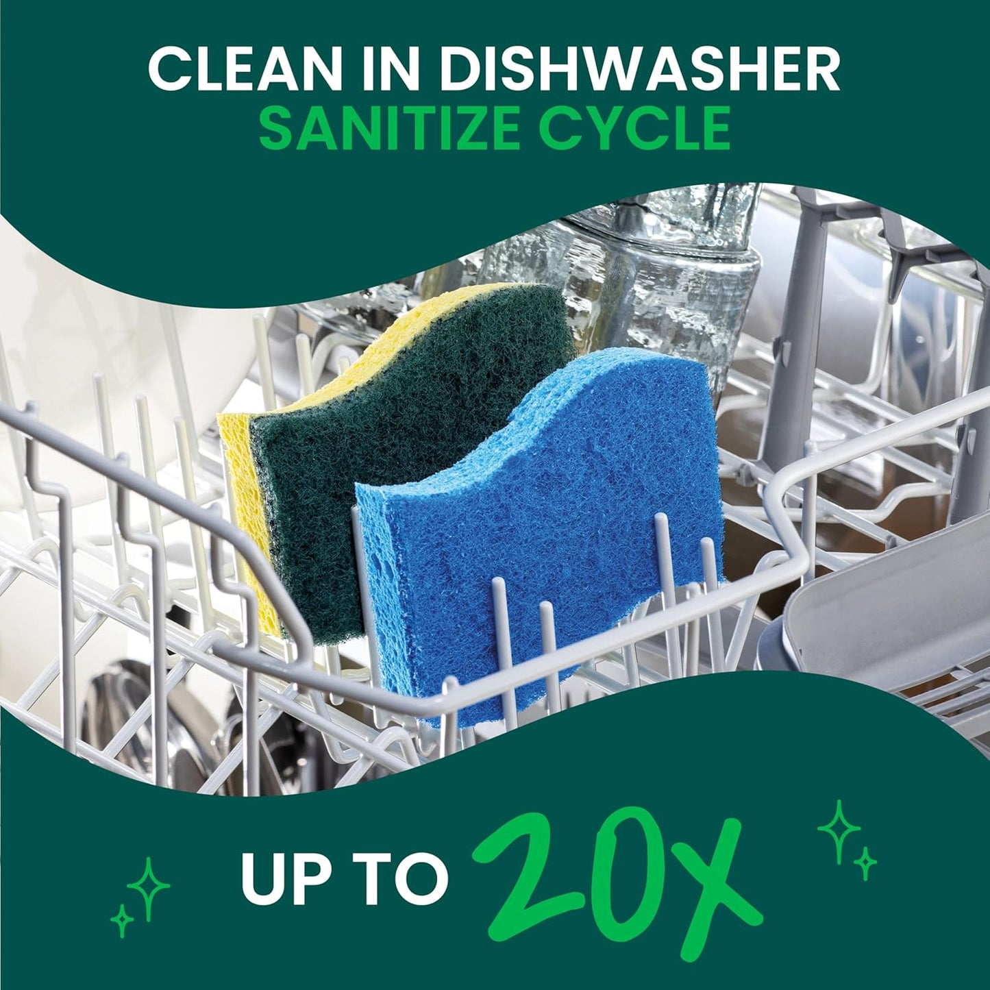 Scotch-Brite Zero Scratch Scrub Sponge – Eco-Conscious Stocking Stuffer Gift for Sustainable Home Lovers, Recycled Fiber 9 Pack