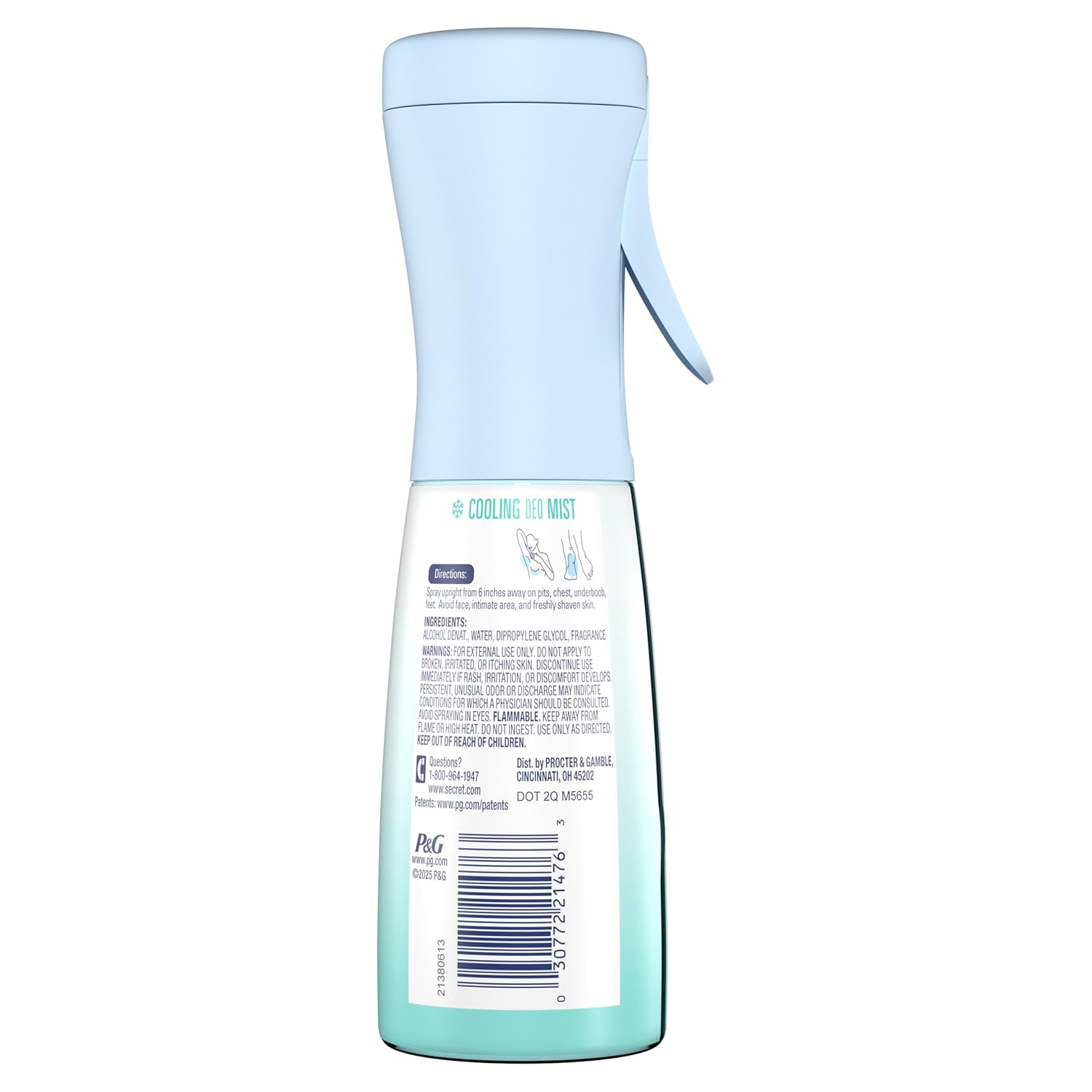 Secret Aluminum Free Deodorant Mist – Bedtime Hot Flash Relief for Menopausal Women, Relaxing Lavender 5.2 fl oz