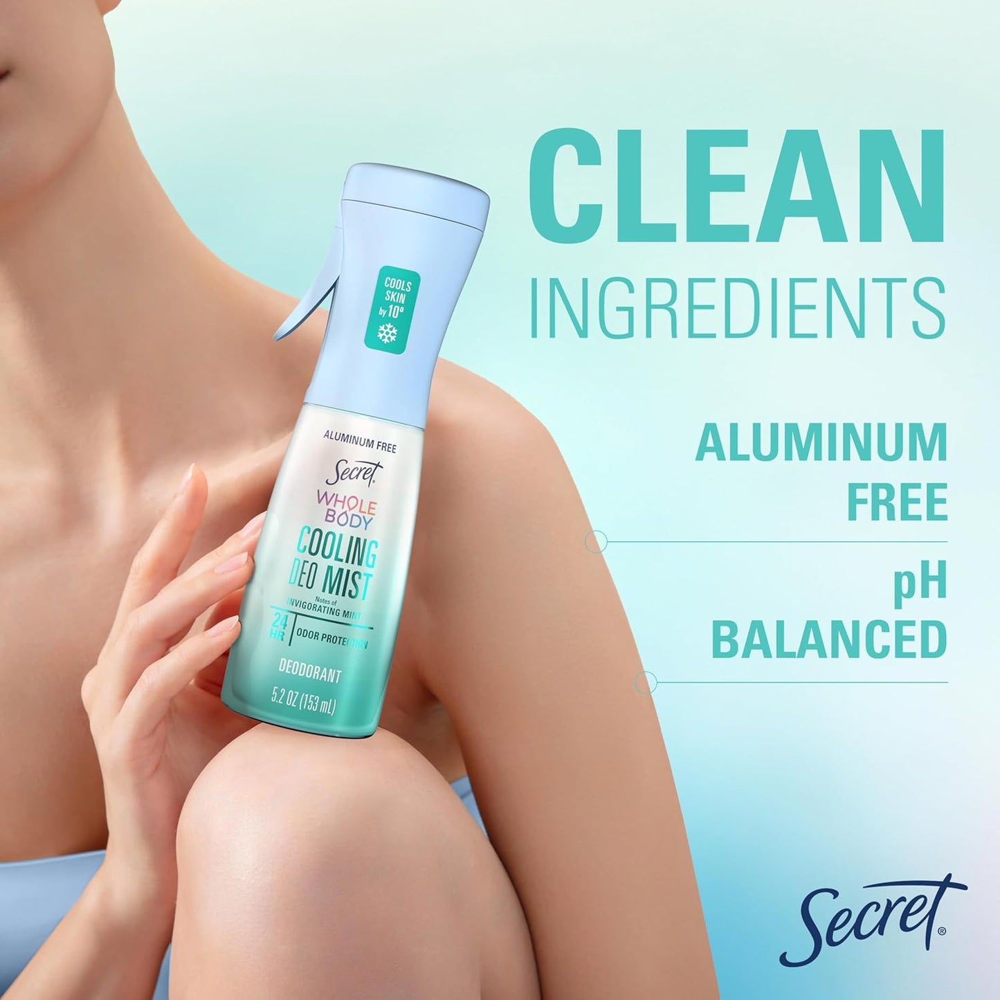 Secret Aluminum Free Deodorant Mist – Bedtime Hot Flash Relief for Menopausal Women, Relaxing Lavender 5.2 fl oz