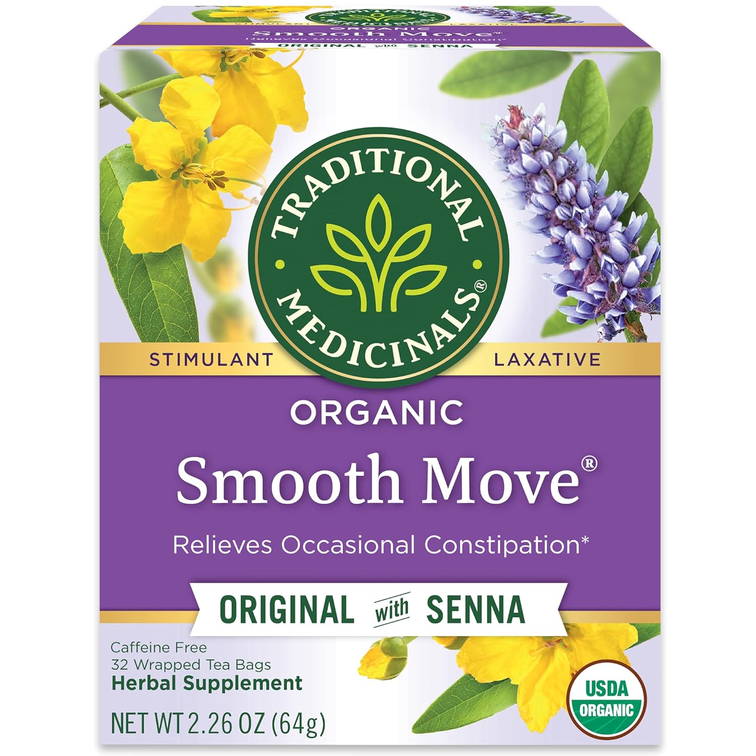 senna-leaf-based formula with spiced orange flavor, designed to act within 6-12 hours