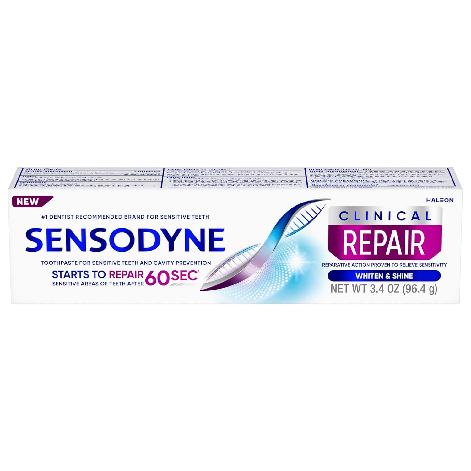 Sensodyne Clinical Repair Whiten & Shine – Safe Sensitivity Toothpaste for Households with Kids