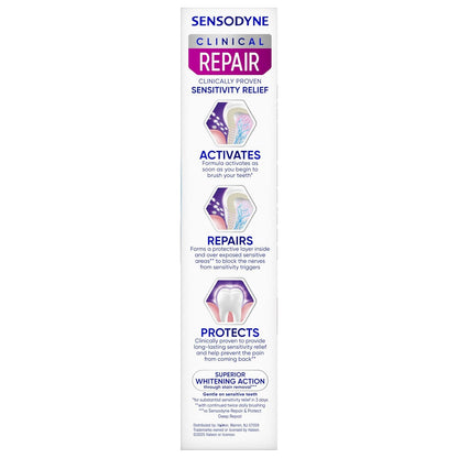 Sensodyne Clinical Repair Whiten & Shine – Safe Sensitivity Toothpaste for Households with Kids
