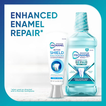 Sensodyne Pronamel Active Shield Whitening Toothpaste, Cool Mint – Practical Holiday Gift Set for Coffee and Wine Lovers, 3.4 oz (Pack of 3)