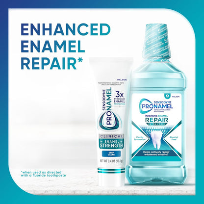Sensodyne Pronamel Clinical Enamel Strength Toothpaste Family Bathroom Essential for Teen and Parent Use, Deep Clean Enamel Strengthening Mint