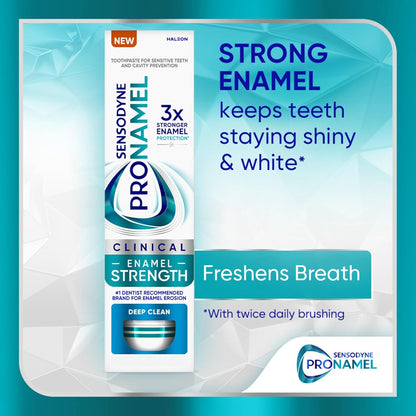 Sensodyne Pronamel Clinical Enamel Strength Toothpaste Family Bathroom Essential for Teen and Parent Use, Deep Clean Enamel Strengthening Mint