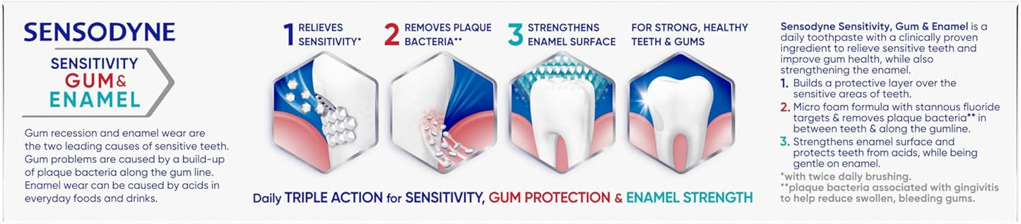 Sensodyne Sensitivity Gum and Enamel Toothpaste – Practical Housewarming Gift for New Homeowners Prioritizing Oral Health, 3-Pack