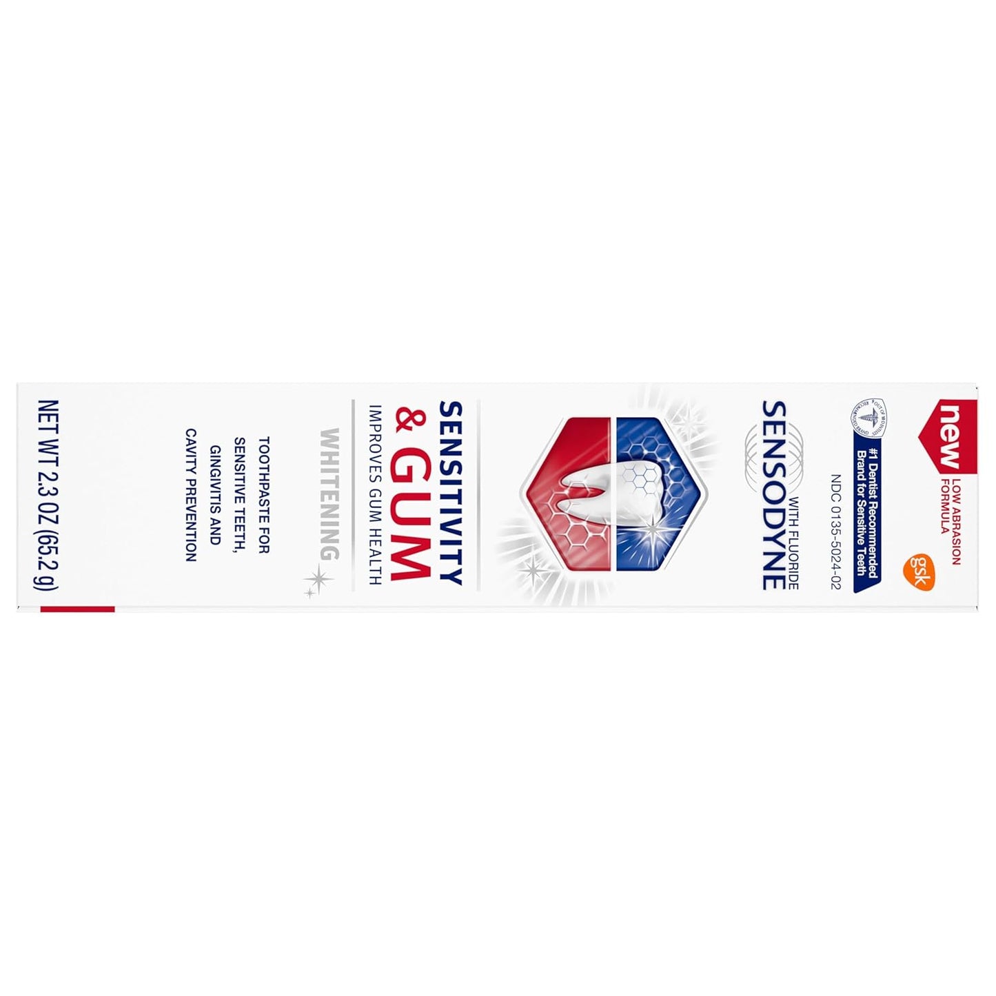 Sensodyne Sensitivity & Gum Sensitive Teeth Toothpaste – Valentine's Day Self-Care Gift for Her with Stannous Fluoride Whitening, 2.3 oz (Pack of 2)