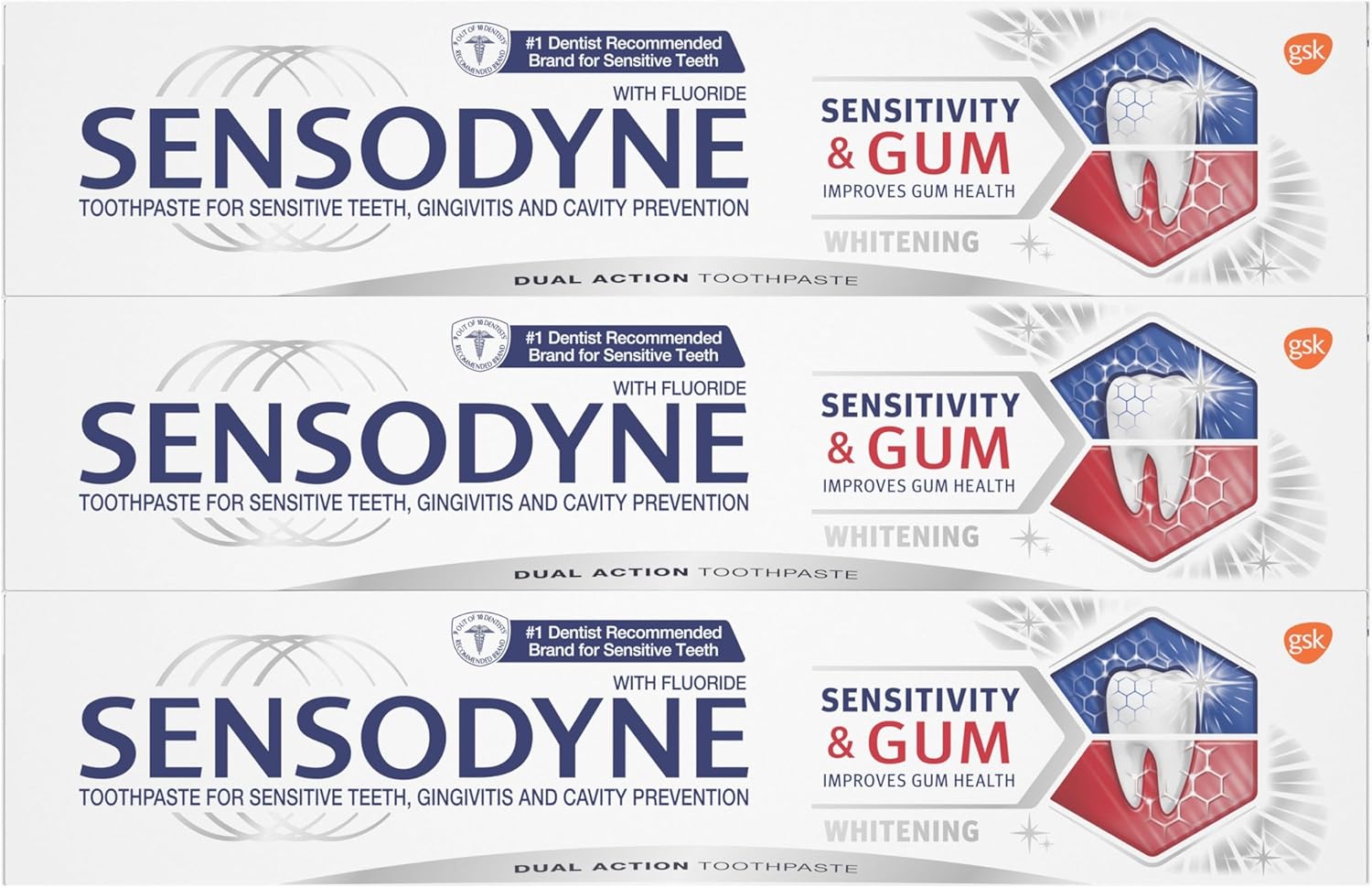 Sensodyne Sensitivity & Gum Whitening Toothpaste – One-Tube Solution for Sensitivity, Gums and Whitening