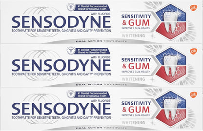 Sensodyne Sensitivity & Gum Whitening Toothpaste – One-Tube Solution for Sensitivity, Gums and Whitening