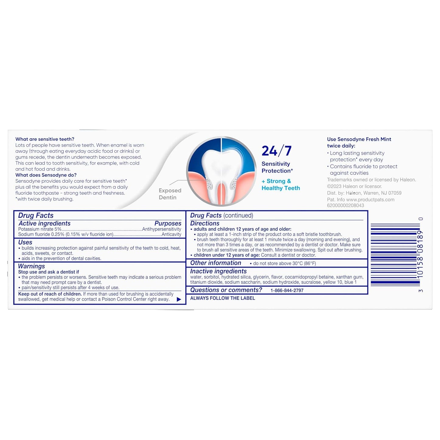Sensodyne SLS-Free Sensitive Teeth Toothpaste – Clinically Validated Relief and Fluoride Cavity Protection, 4 oz Two-Pack