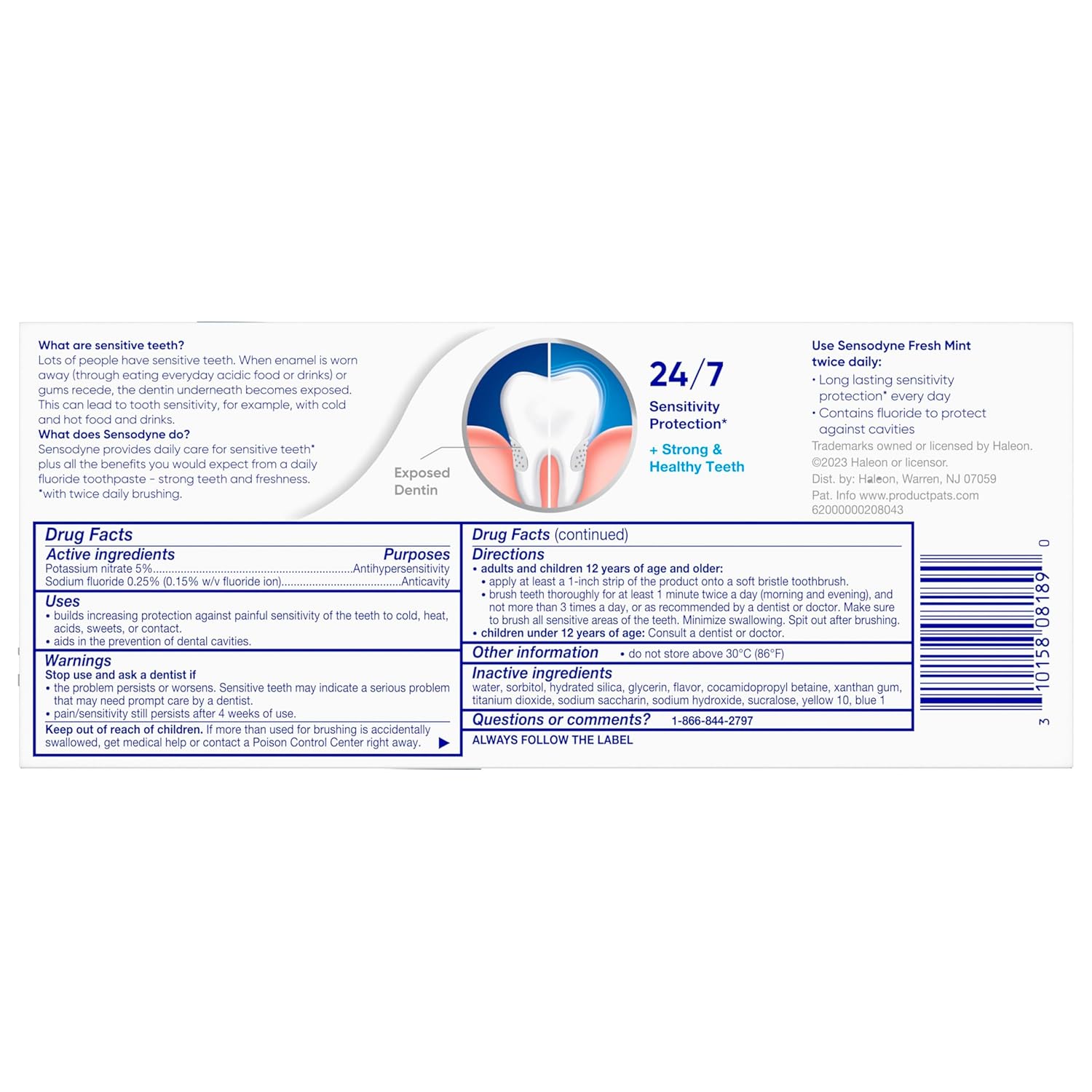 Sensodyne SLS-Free Sensitive Teeth Toothpaste – Clinically Validated Relief and Fluoride Cavity Protection, 4 oz Two-Pack