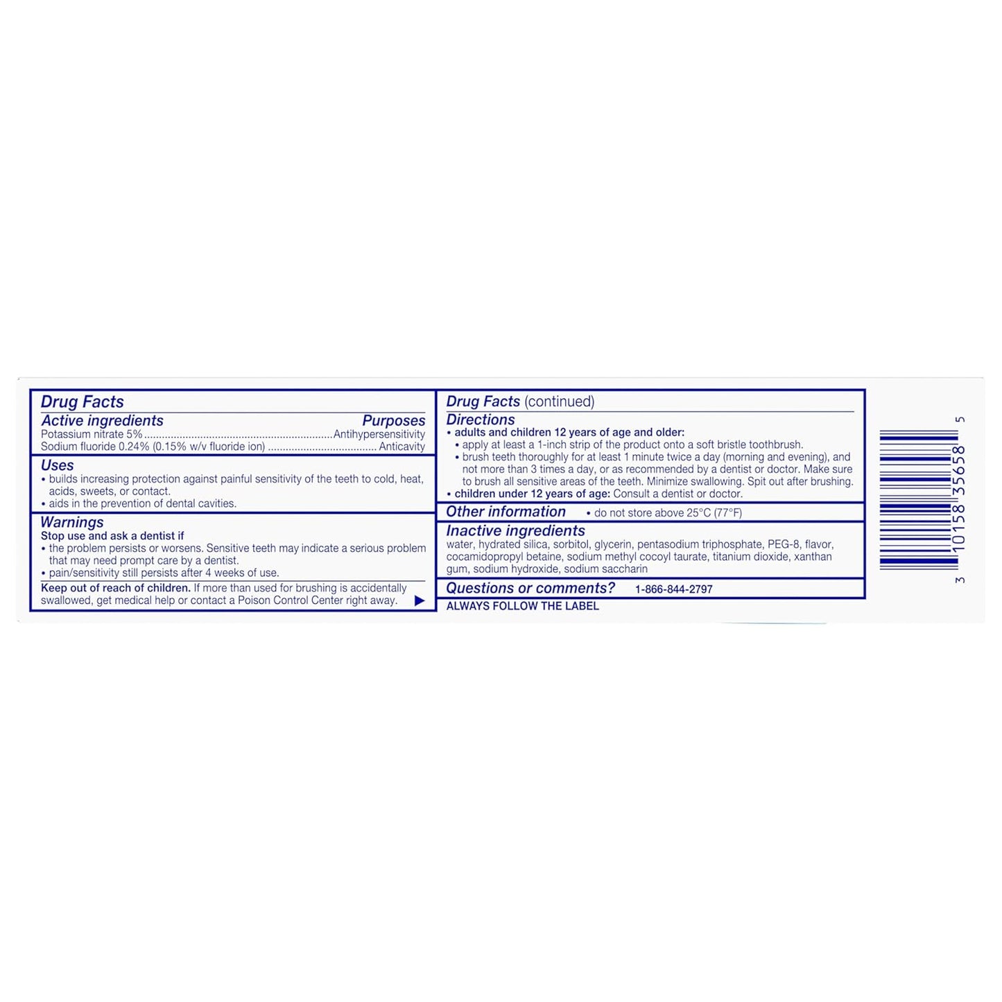 Sensodyne Whitening Toothpaste – Gentle, SLS-Free Formula Safe for the Whole Family, Cool Mint, 4 Tubes