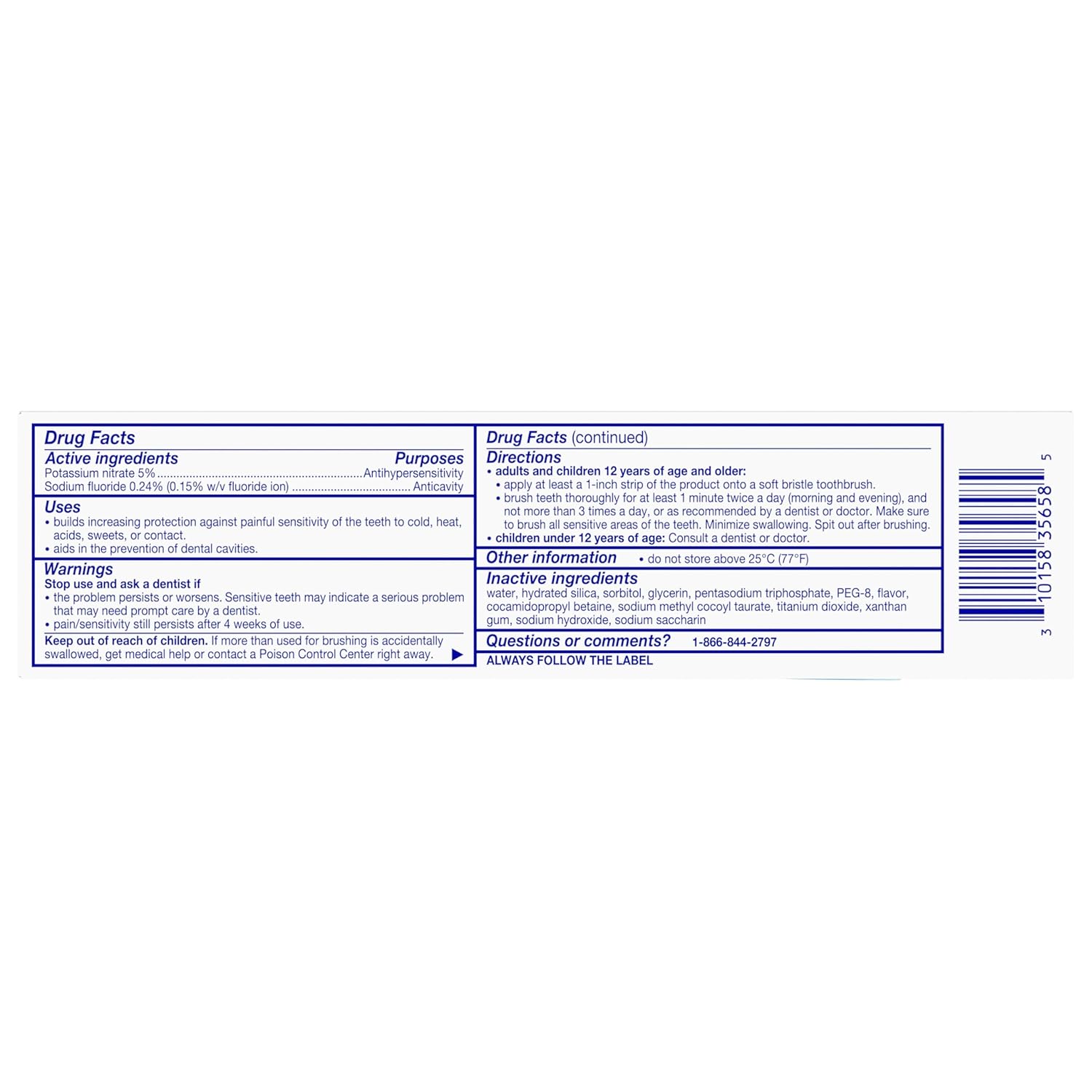 Sensodyne Whitening Toothpaste – Gentle, SLS-Free Formula Safe for the Whole Family, Cool Mint, 4 Tubes
