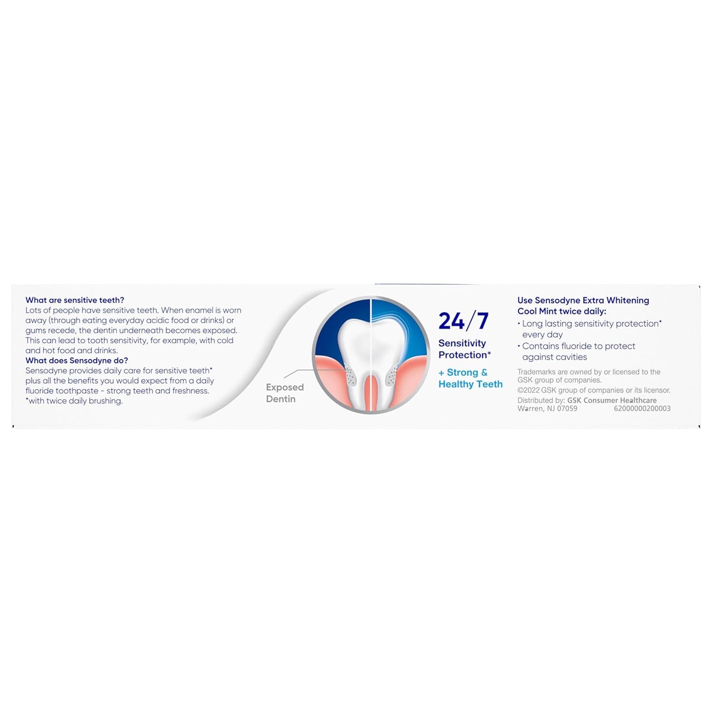 Sensodyne Whitening Toothpaste – Gentle, SLS-Free Formula Safe for the Whole Family, Cool Mint, 4 Tubes