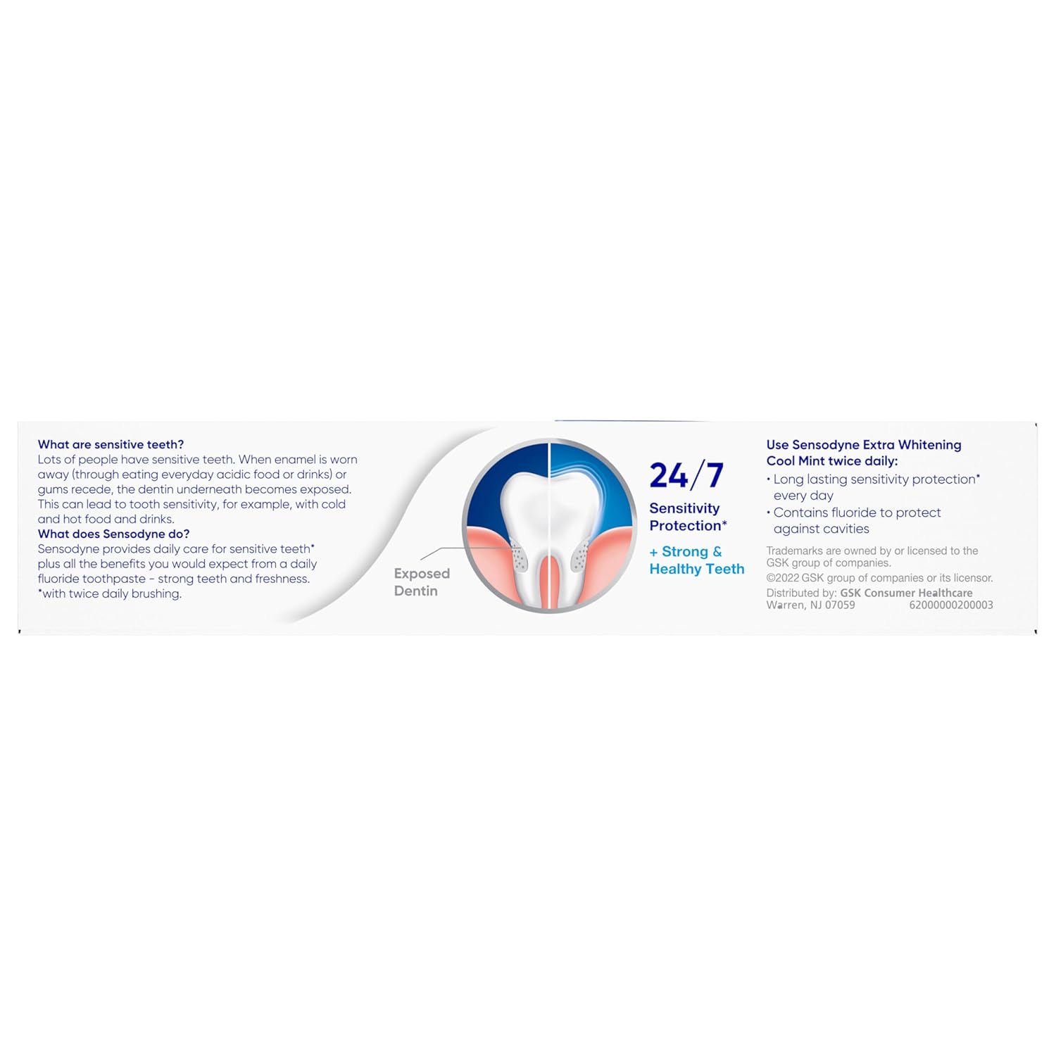 Sensodyne Whitening Toothpaste – Gentle, SLS-Free Formula Safe for the Whole Family, Cool Mint, 4 Tubes
