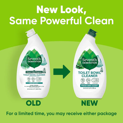 Seventh Generation Toilet Bowl Cleaner – Fume-Free Fresh Mint Cleaner Safe for Homes with Curious Kids and Pets