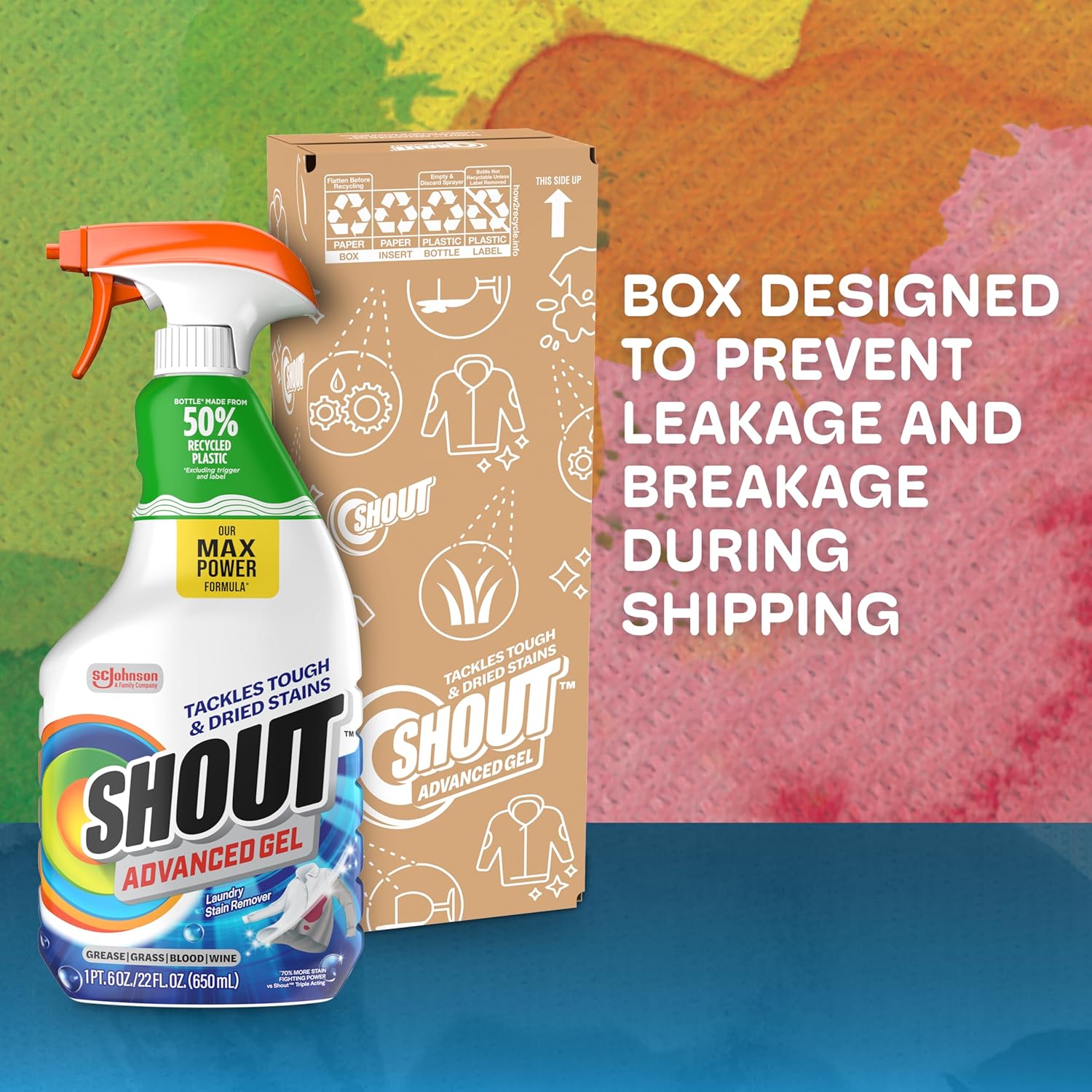 Shout Advanced Stain Remover Gel for Busy Family Laundry Rooms – Lifts Grass, Mud, and Juice Stains in One Spray