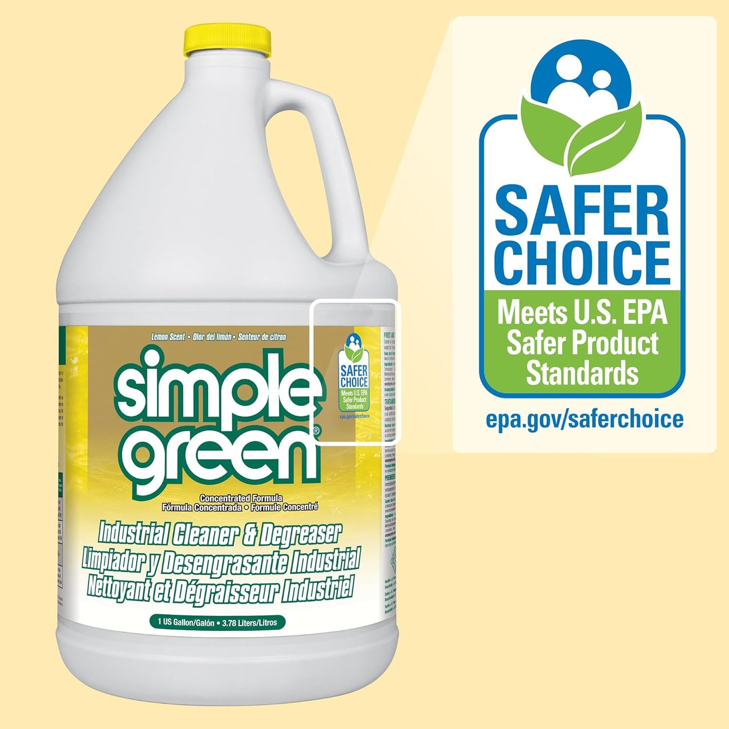 Simple Green Industrial Cleaner and Degreaser 1 Gal. Lemon Scent – Driveway and Concrete Oil Stain Remover for Outdoor Spaces