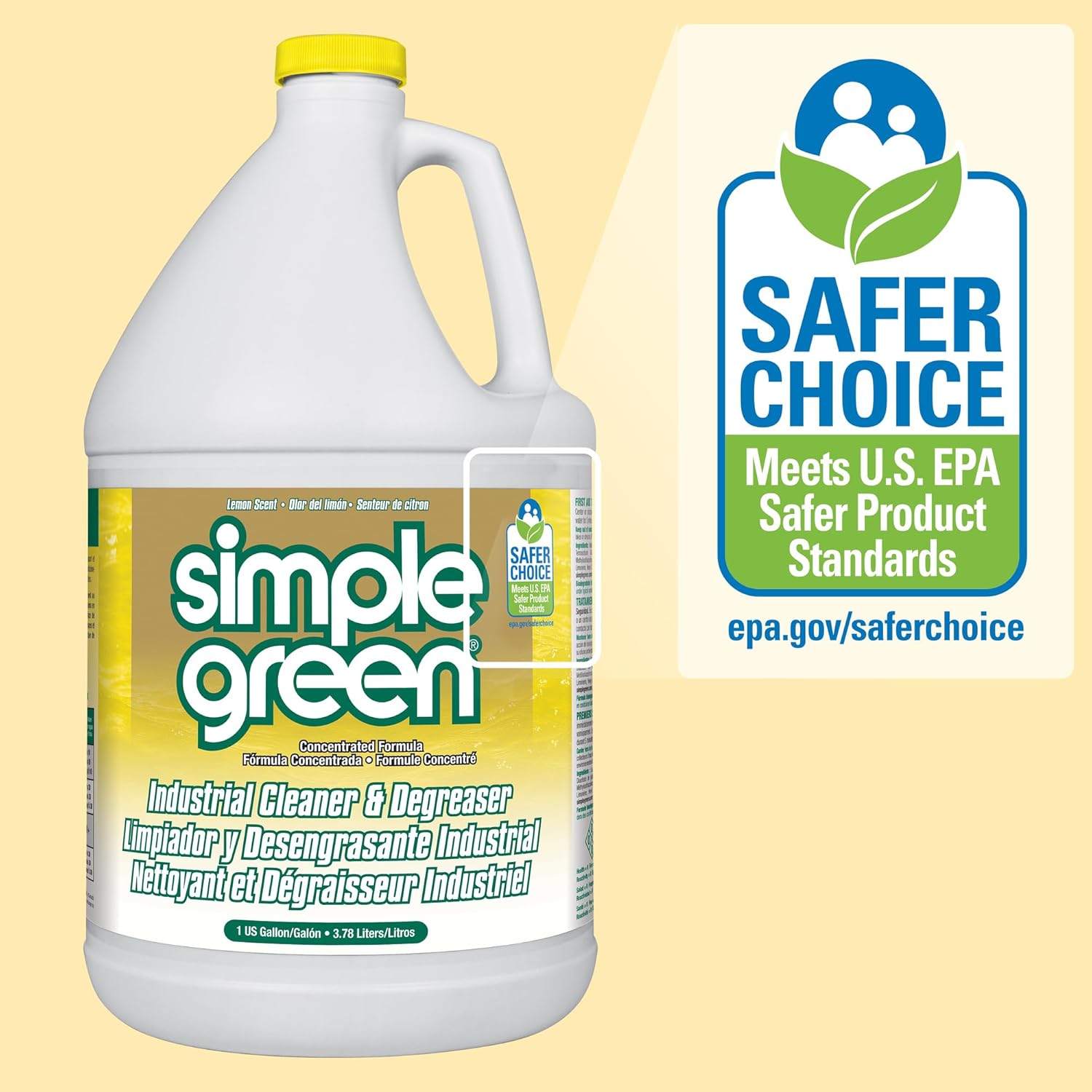 Simple Green Industrial Cleaner and Degreaser 1 Gal. Lemon Scent – Driveway and Concrete Oil Stain Remover for Outdoor Spaces