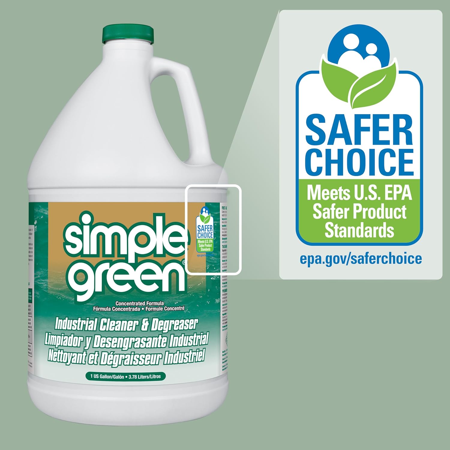 Simple Green Industrial Cleaner and Degreaser – Pressure Washer Compatible Degreaser for Quick Warehouse Floor Turnaround, 1 Gallon