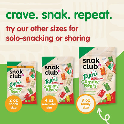 Snak Club Tajin Gummy Bears – Stocking Stuffer and Holiday Gift, Vegan Gluten Free Candy
