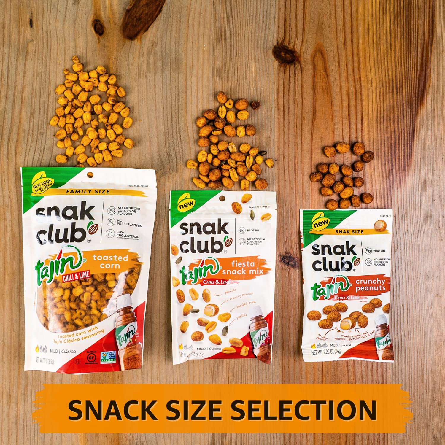 Snak Club Tajin Toasted Corn – Focus Snack for Work-from-Home Days, Mild Chili-Lime Roasted Corn Nuggets 11 oz