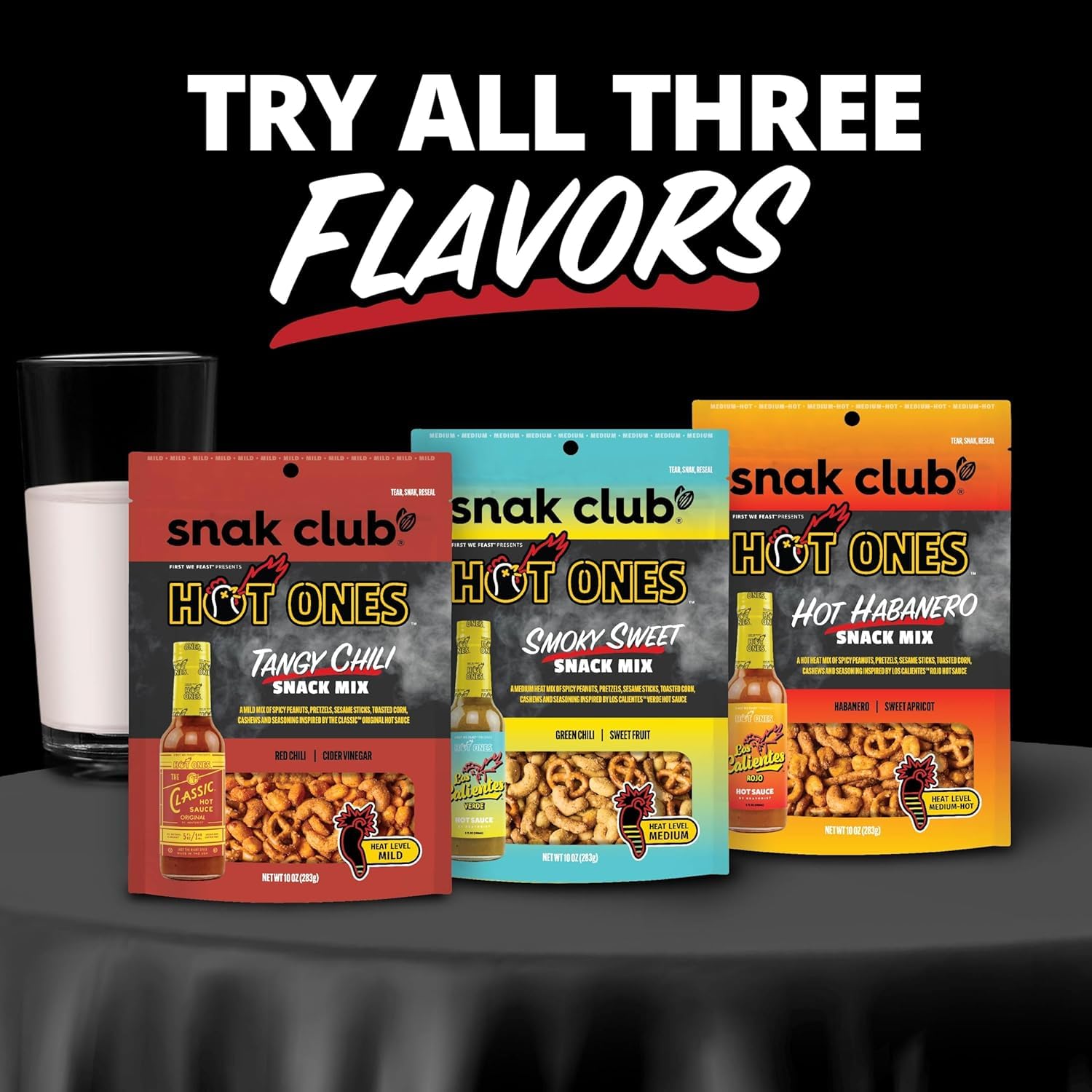 Snak Club x Hot Ones Hot Habanero Snack Mix – Plant-Based Afternoon Pick-Me-Up with Appleswood Jalapeño and Tart Apricot for Wellness-Minded Snackers, 10 oz Bag