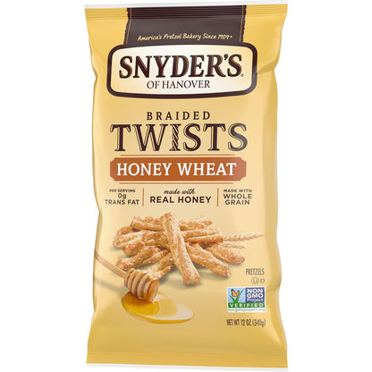 Snyder's of Hanover Braided Pretzel Twists Honey Wheat – Crowd-Pleasing Holiday Party Snack, 3-Pack 36 oz