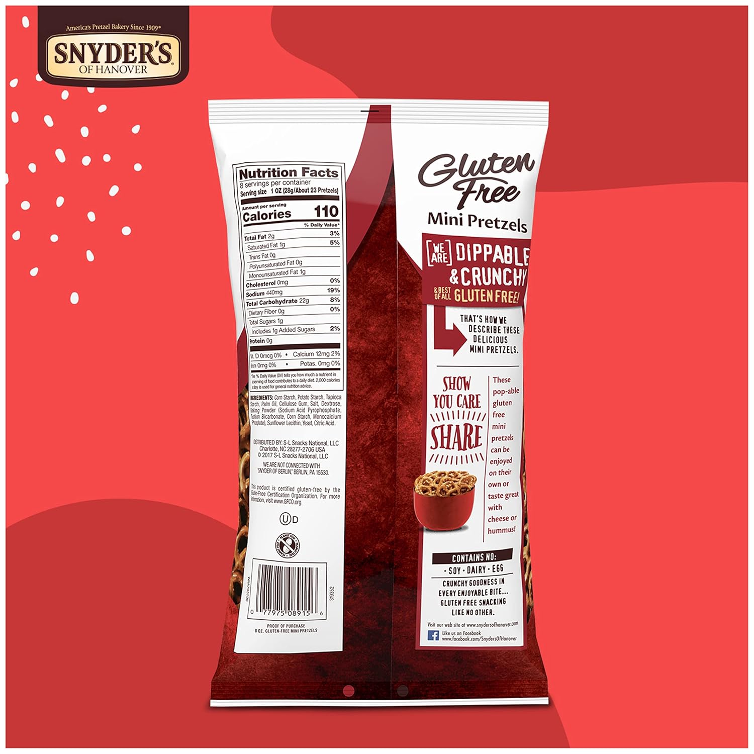 Snyder's of Hanover Gluten Free Mini Pretzels – Grab-and-Go Travel Snack for Car Rides and Camping