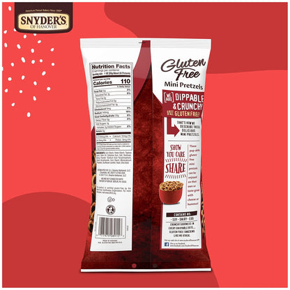 Snyder's of Hanover Gluten Free Mini Pretzels – Grab-and-Go Travel Snack for Car Rides and Camping