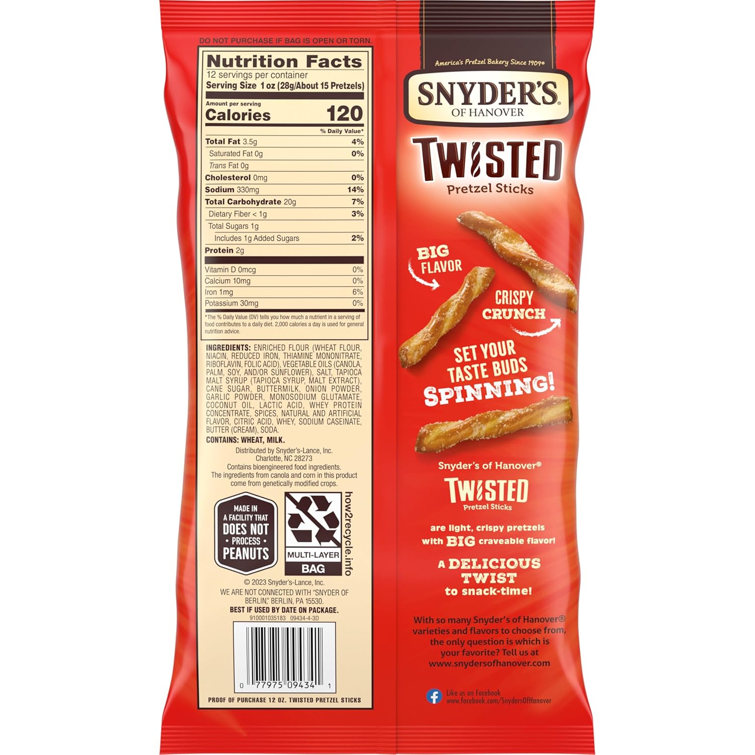Snyder's of Hanover Pretzel Sticks Study Hall and Dorm Room Snack for Focused Grazing