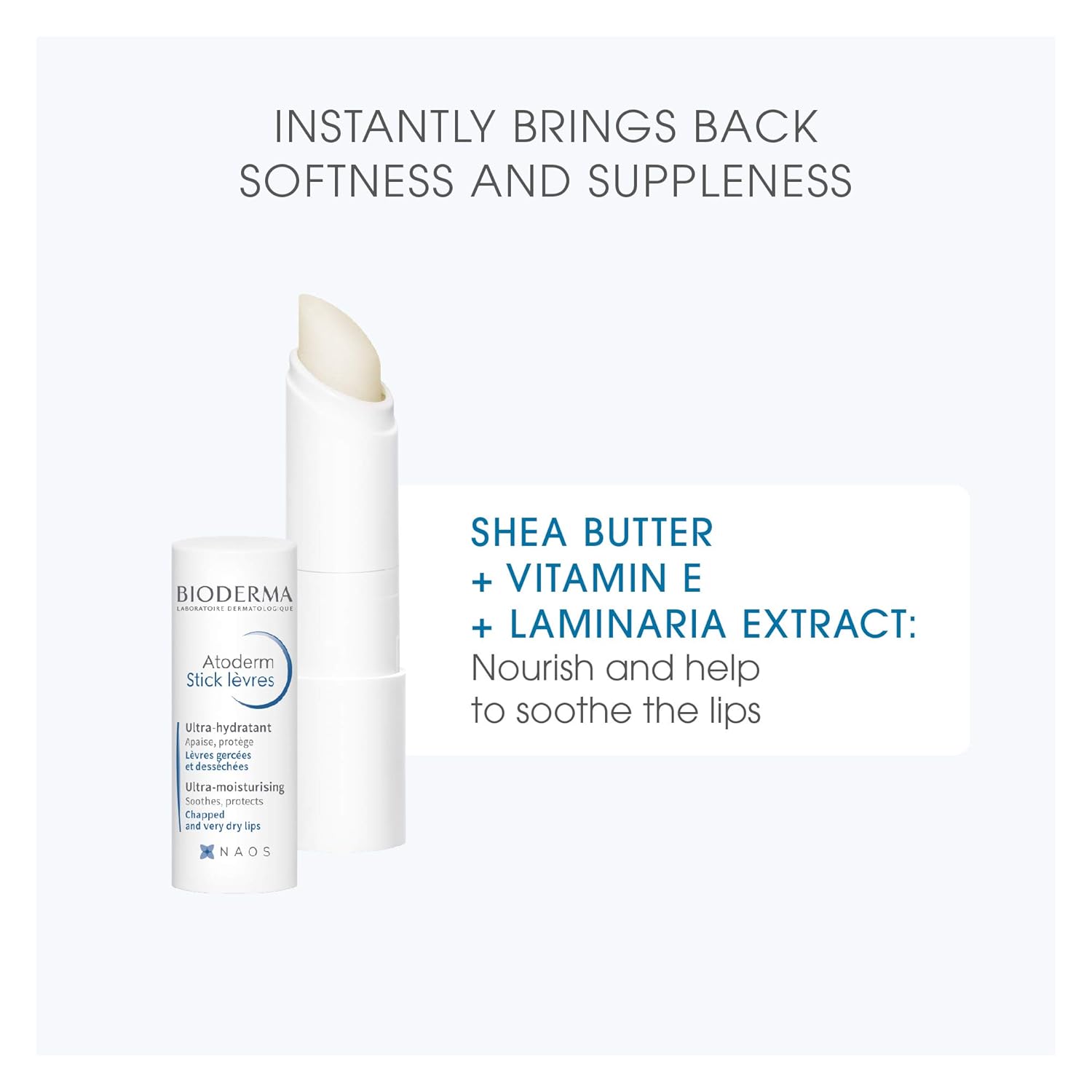 soft and creamy texture formulated for sensitive lips