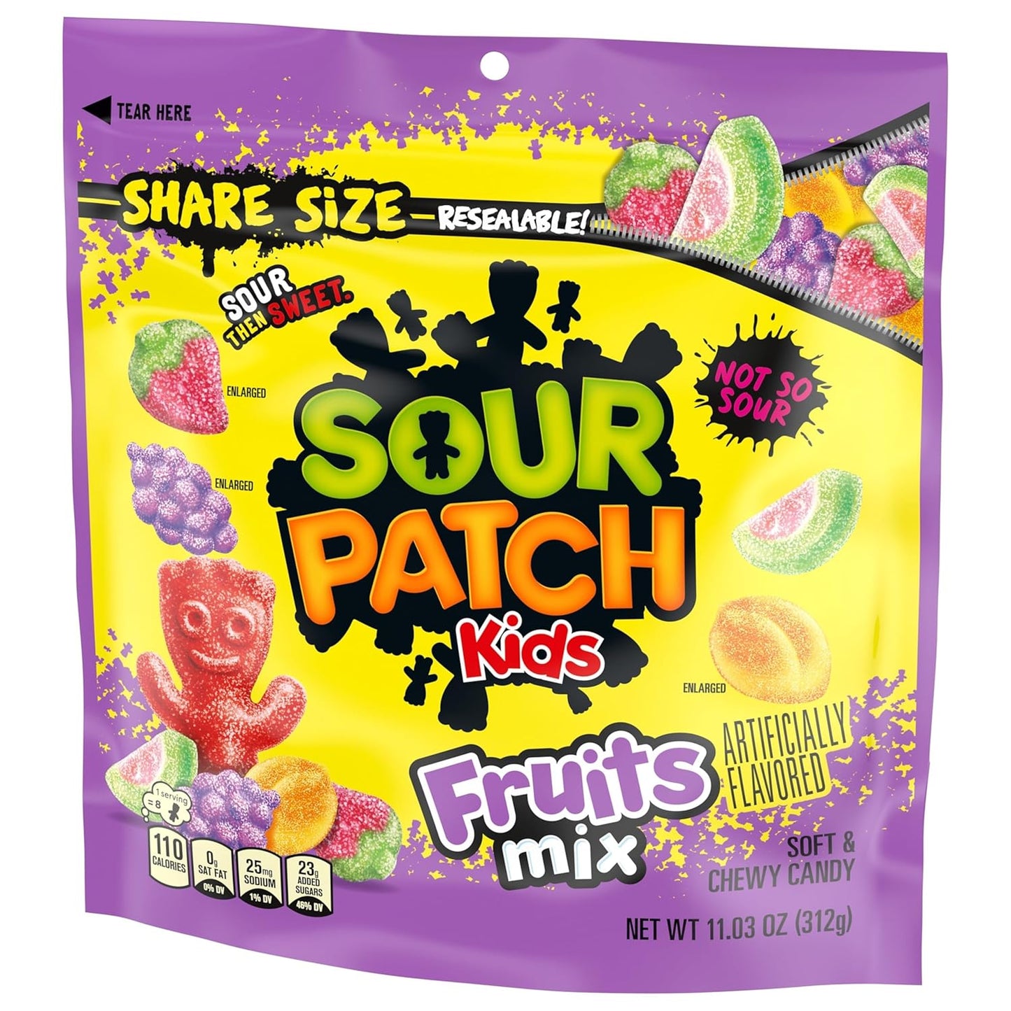 SOUR PATCH KIDS Assorted Fruit Gummies for Valentine's Day Gift Tins and Stocking Stuffers, 11.03 oz