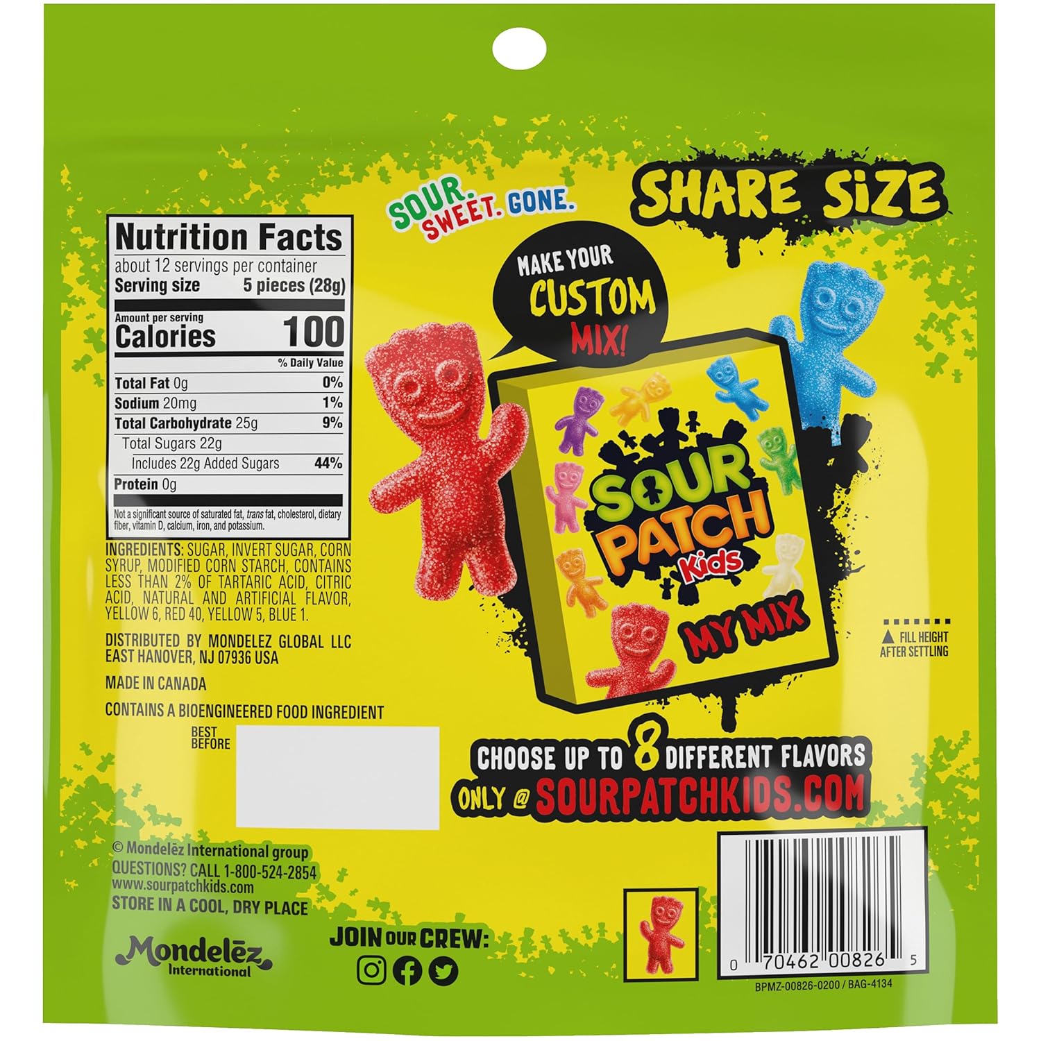 SOUR PATCH KIDS Big Kids Chewy Sour Candy Care Package, 12 oz Fun Gift for College Students