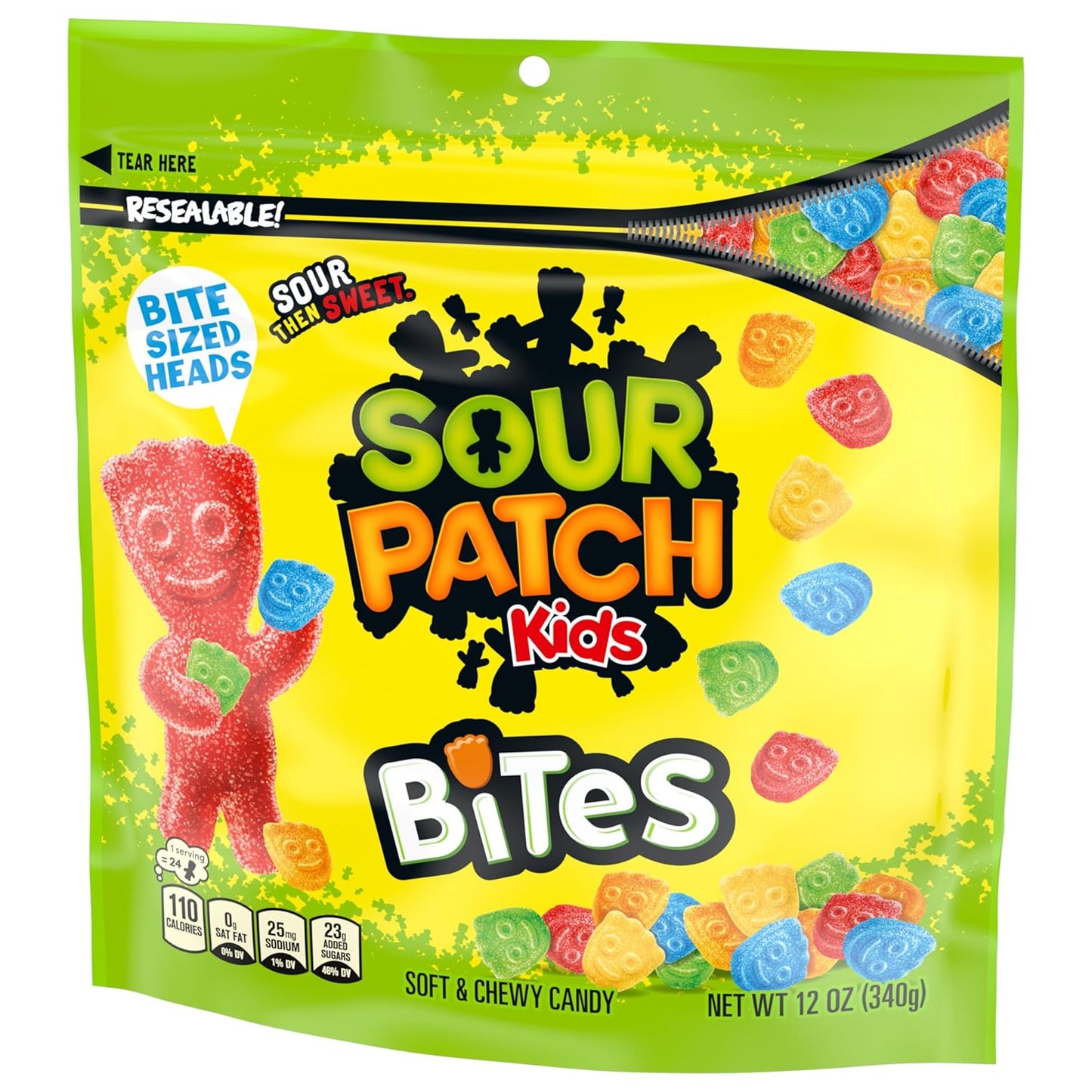 SOUR PATCH KIDS Bites Soft & Chewy Candy, 12 oz – Portion-Controlled Chewy Bites for Craving Management