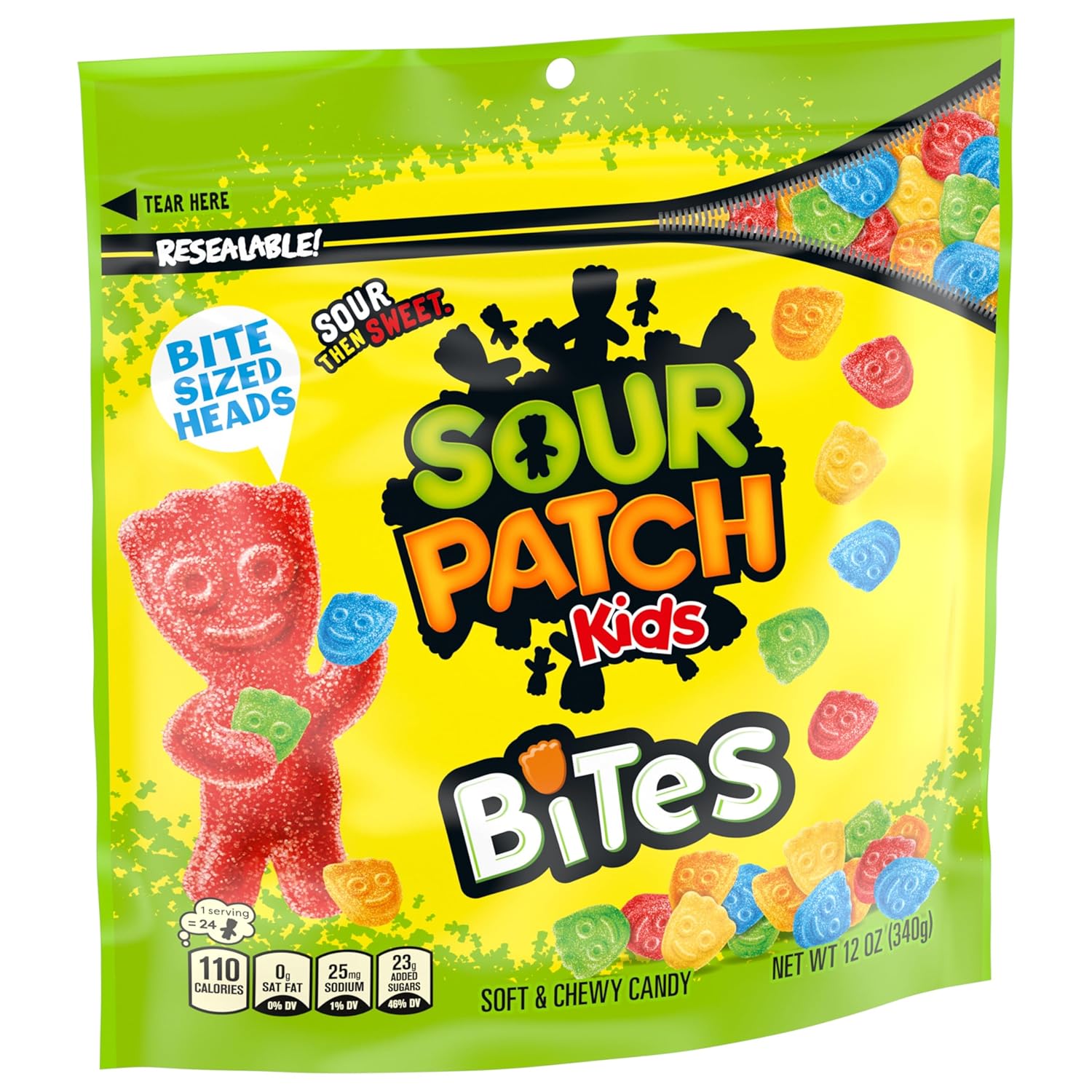 SOUR PATCH KIDS Bites Soft & Chewy Candy, 12 oz – Portion-Controlled Chewy Bites for Craving Management