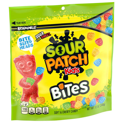 SOUR PATCH KIDS Bites Soft & Chewy Candy, 12 oz – Portion-Controlled Chewy Bites for Craving Management